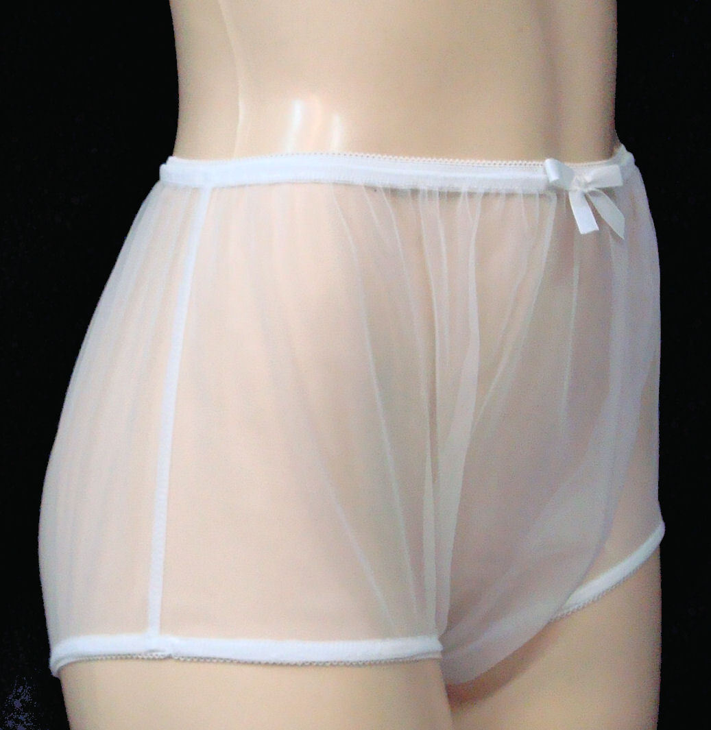 Adult Sissy Nylon Vintage Panties -Cross Dresser -SHEER WHITE – Nylon sz 6-12