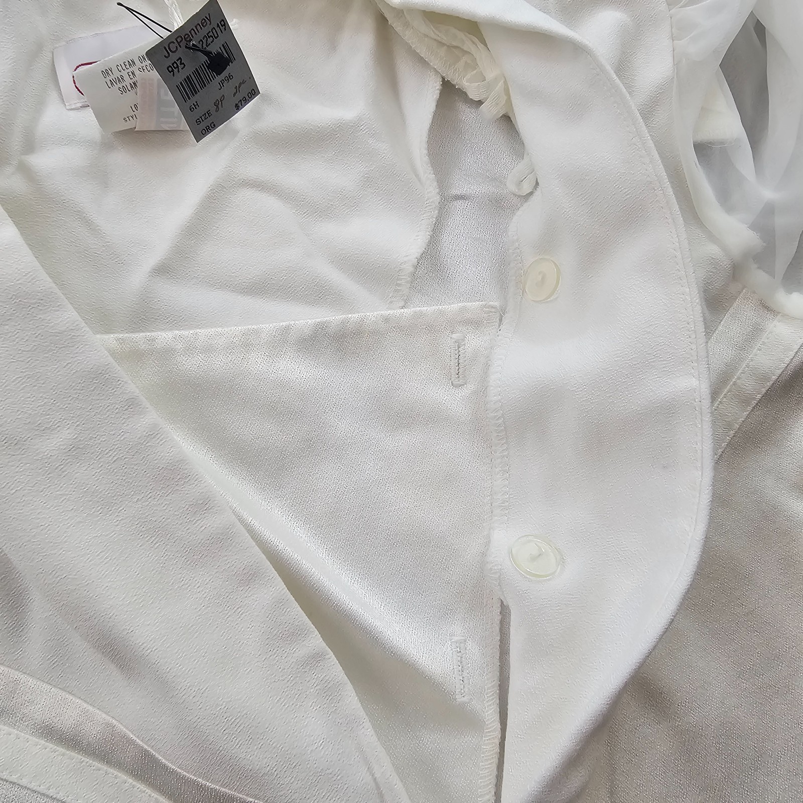 VINTAGE Petite Perceptions jacket blouse womens sz 8 P white USA made button V