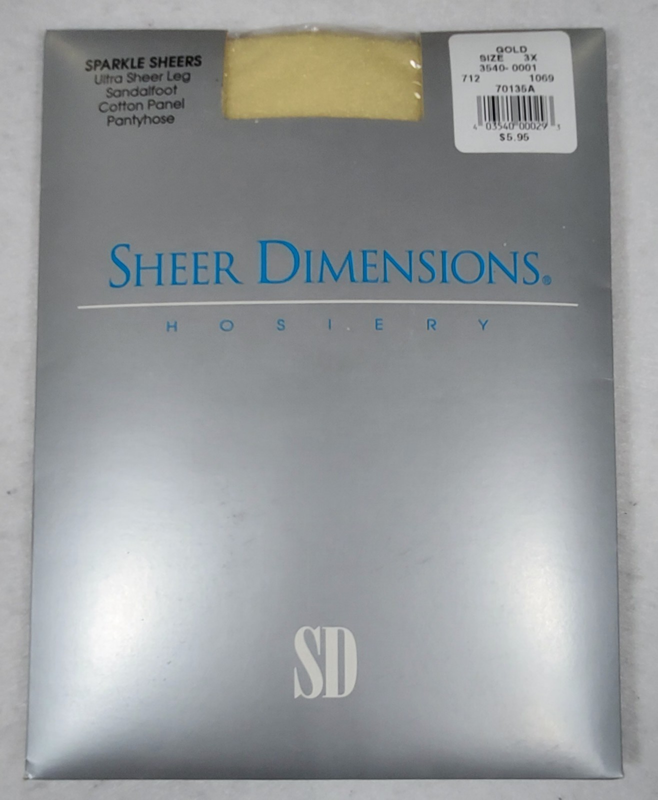 Vintage SHEER DIMENSIONS Pantyhose Sparkling Ultra Sheers Gold Size 3X New USA