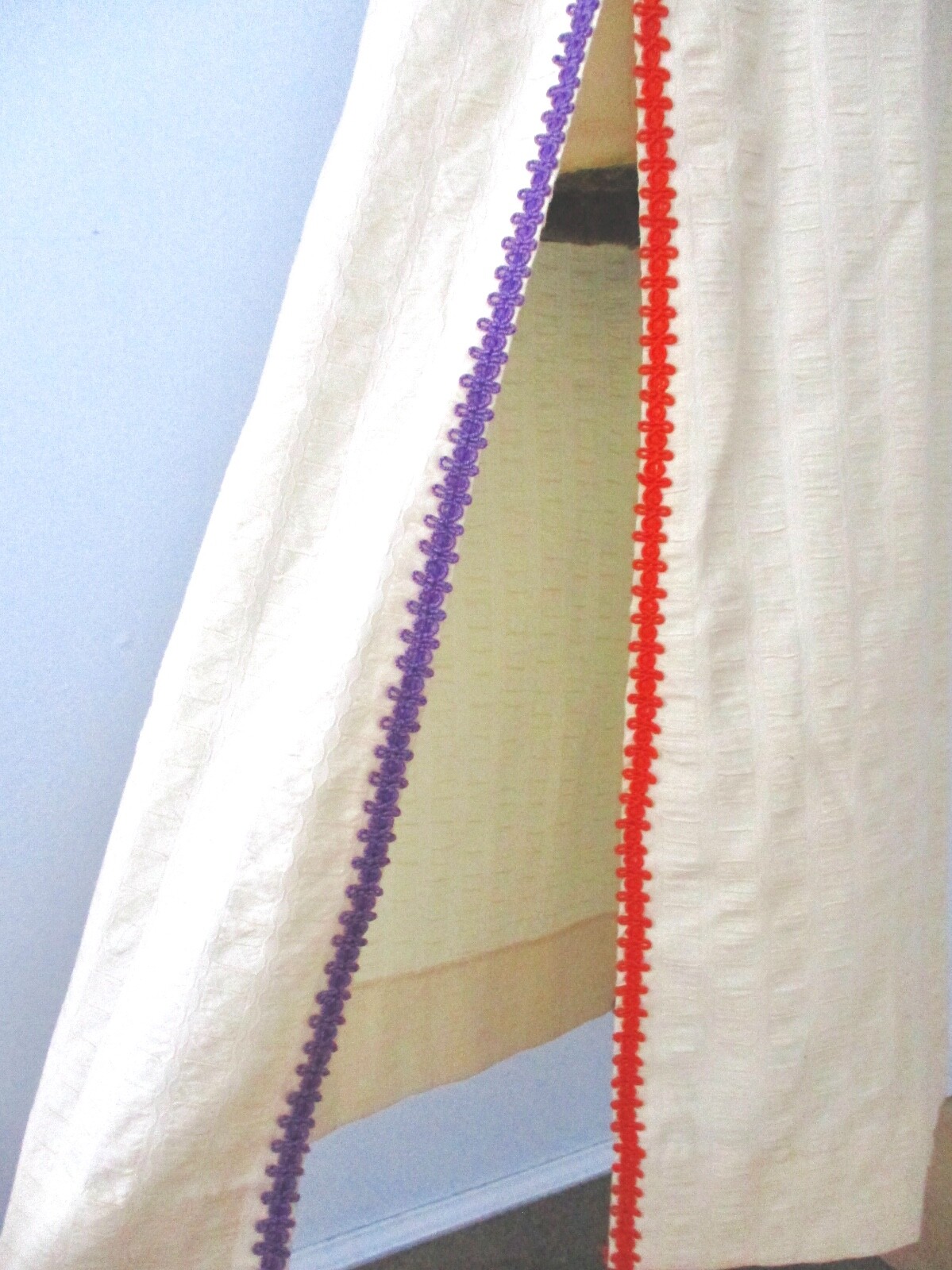 NOS Vtg 60s mod Junior House muslin seersucker stripe maxi skirt rick rack 13 14