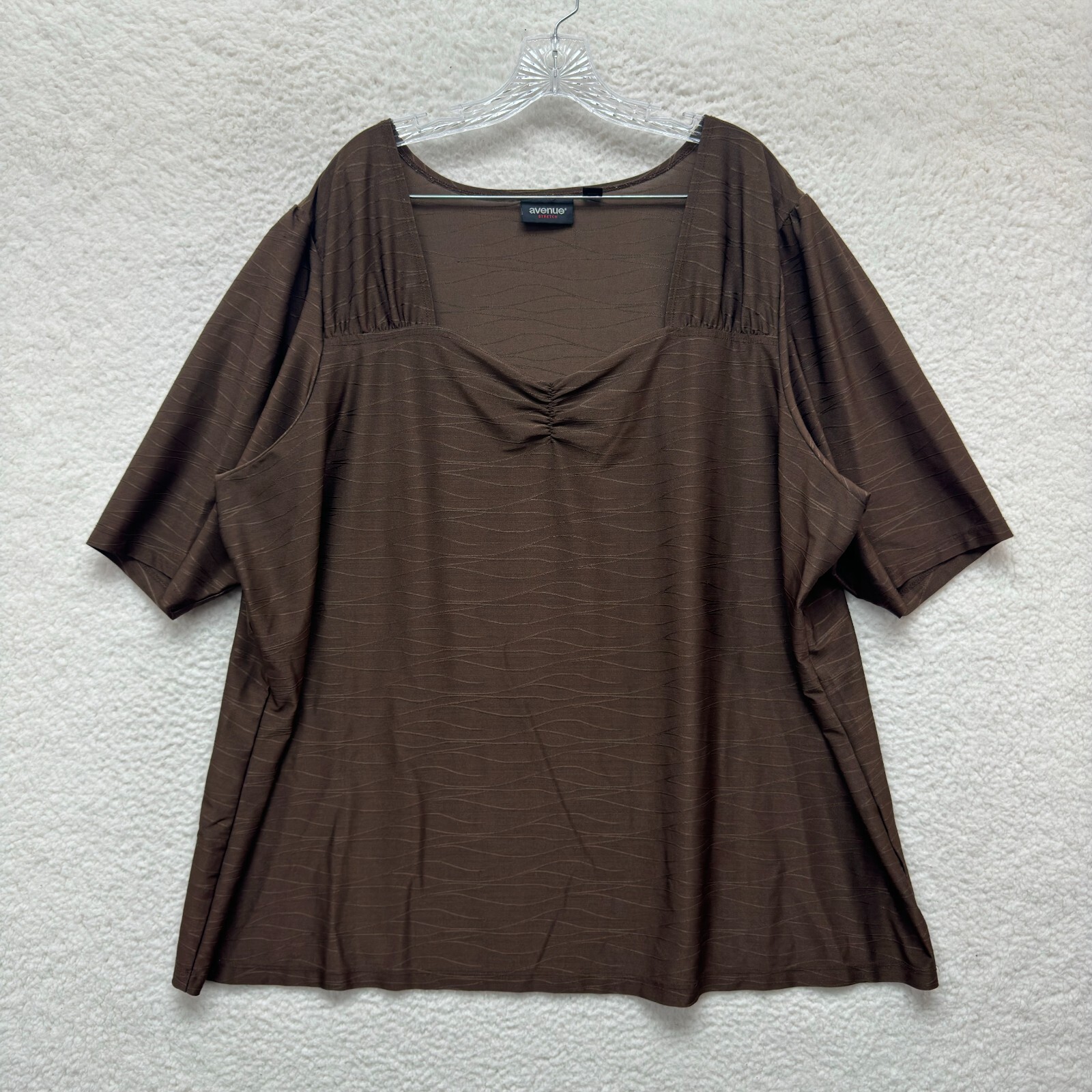 Y2K Vintage Avenue Plus Size Slinky Stretch Top 30 32 Brown Boho Grunge Womens