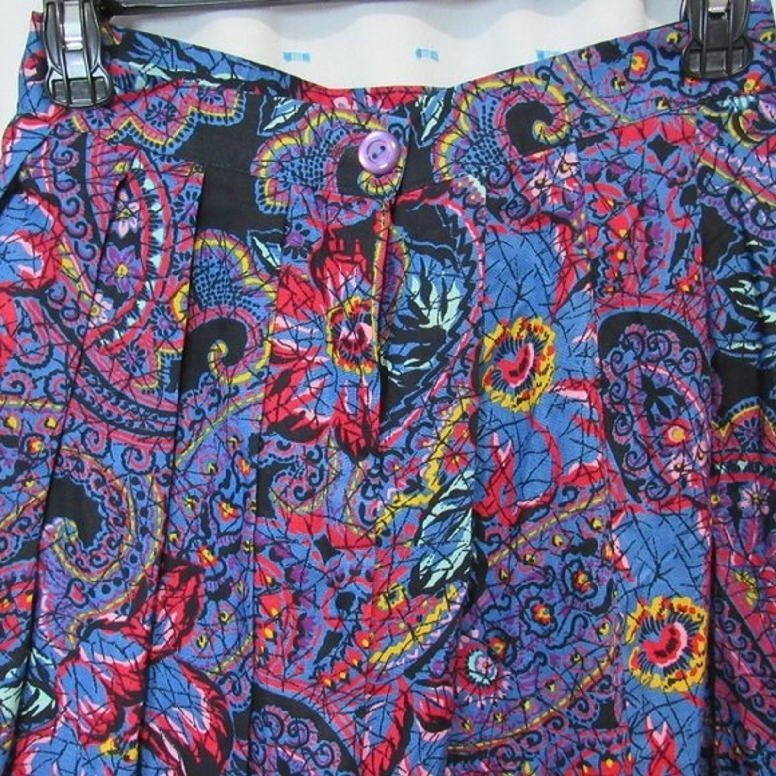 VTG Greenwich Square Multicolor Lap Skirt Midi Size 9/10 High Waist Retro Bright