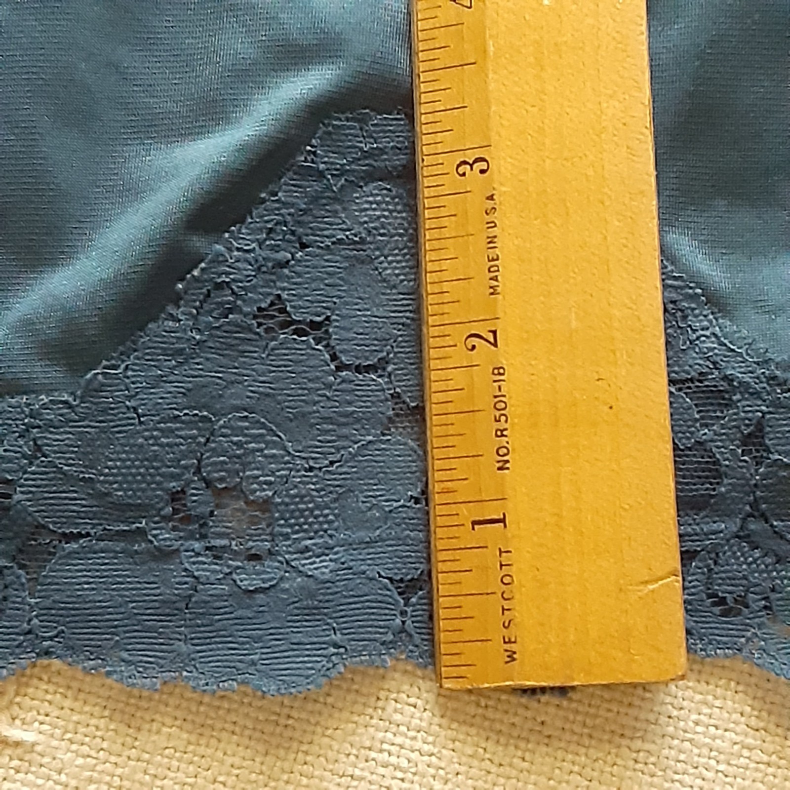 Vintage Half Slip Blue Nylon Small Dixie Belle Lace Trim Hem Antron III USA Made