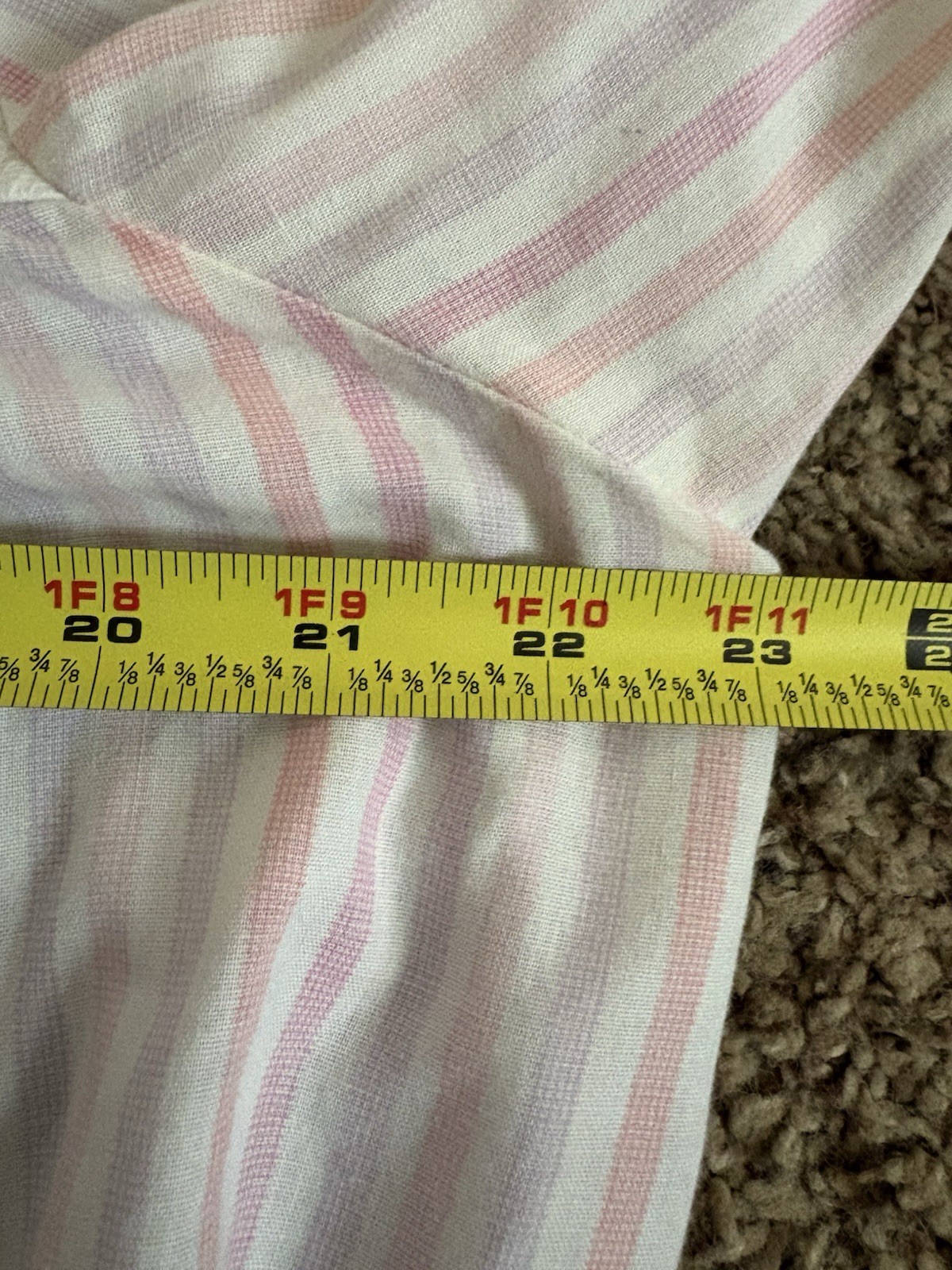 Vintage Vanity Fair Snap Front Robe Housecoat Duster Pink Stripes Embroidered L
