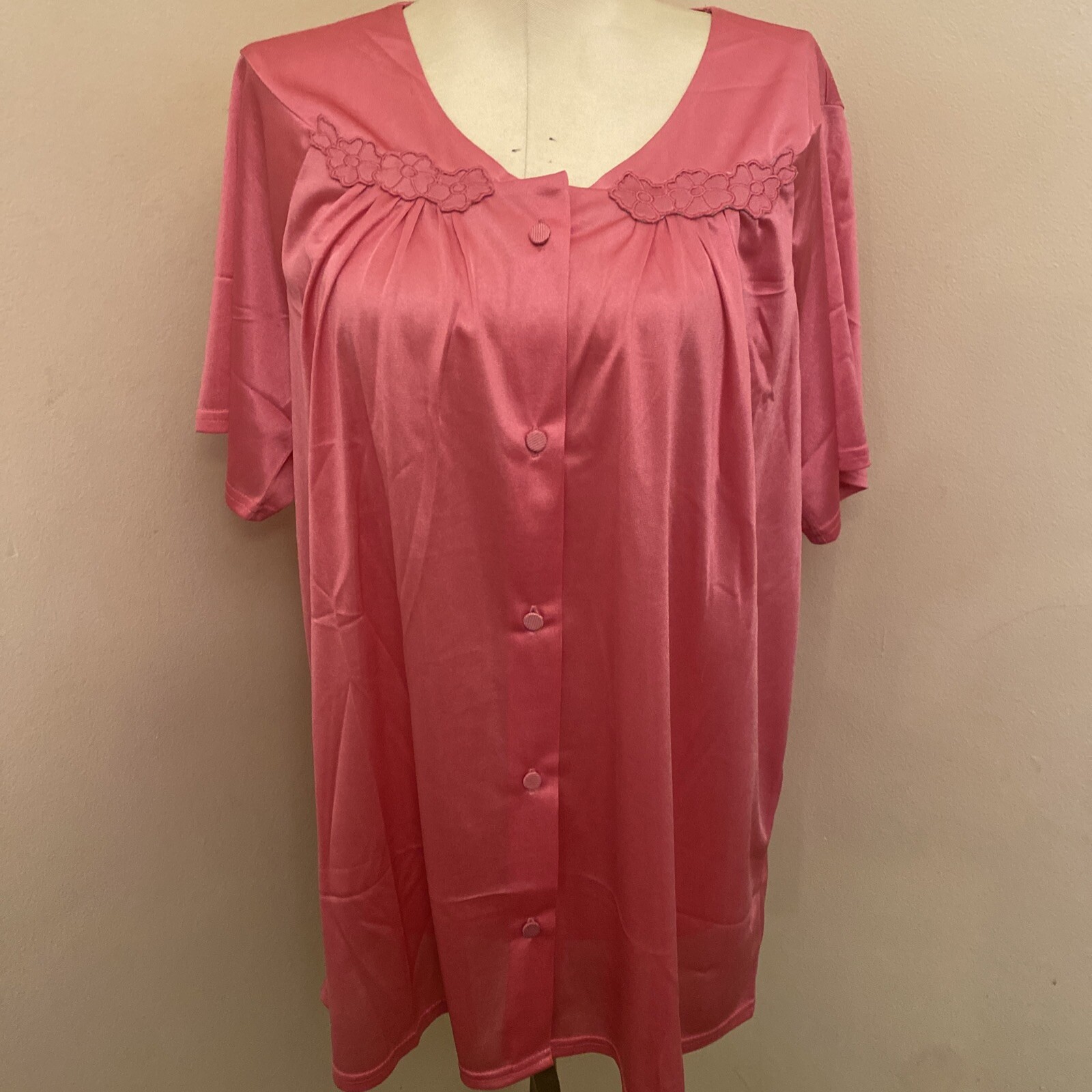 Vtg.2 Pc. Cozee Corner Pink Silky Pajama Set Size Med