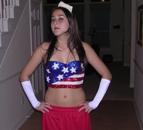 80’s Vintage Pin Up Style Patrotic Red, White, and Blue Halter Bustier