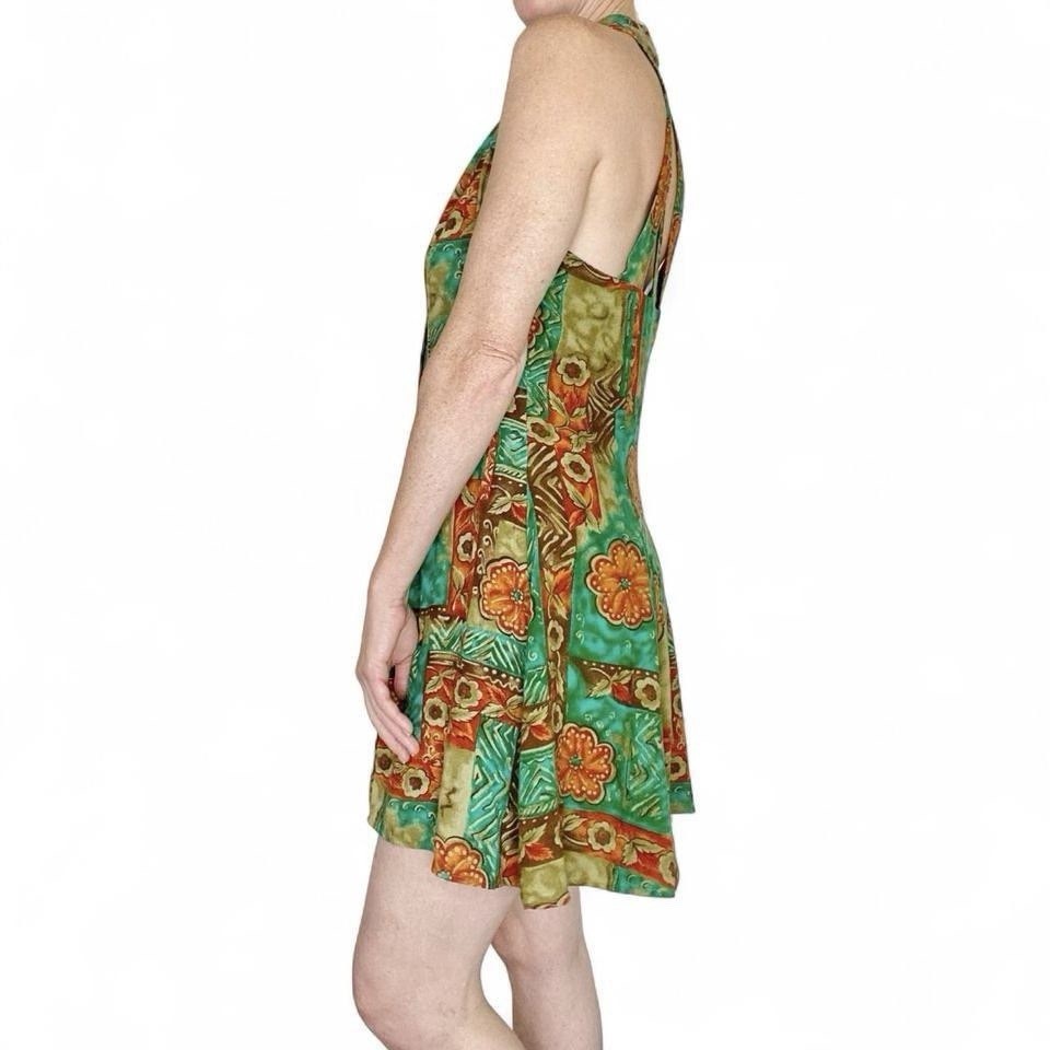 Vintage 90’s Joni Blair Teal & Orange Floral Sleeveless Mini Dress