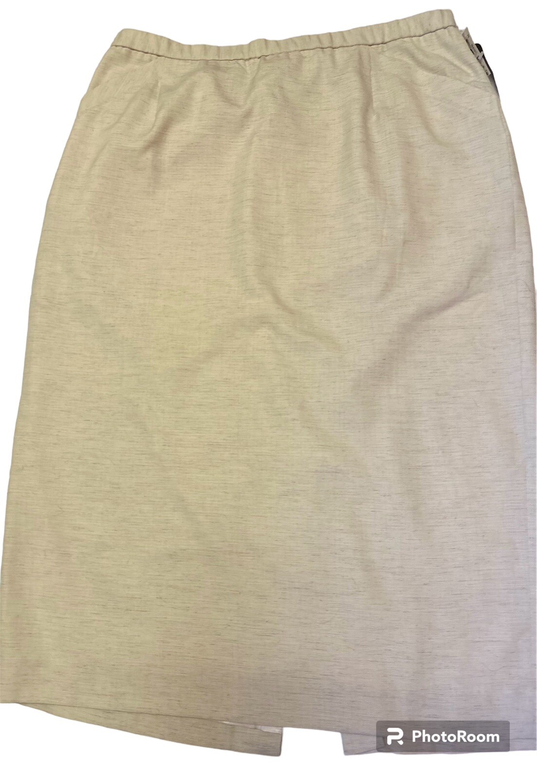 New Vintage Pendelton Plus Women 20W Natural Beige Linen Blend Lined Midi Skirt
