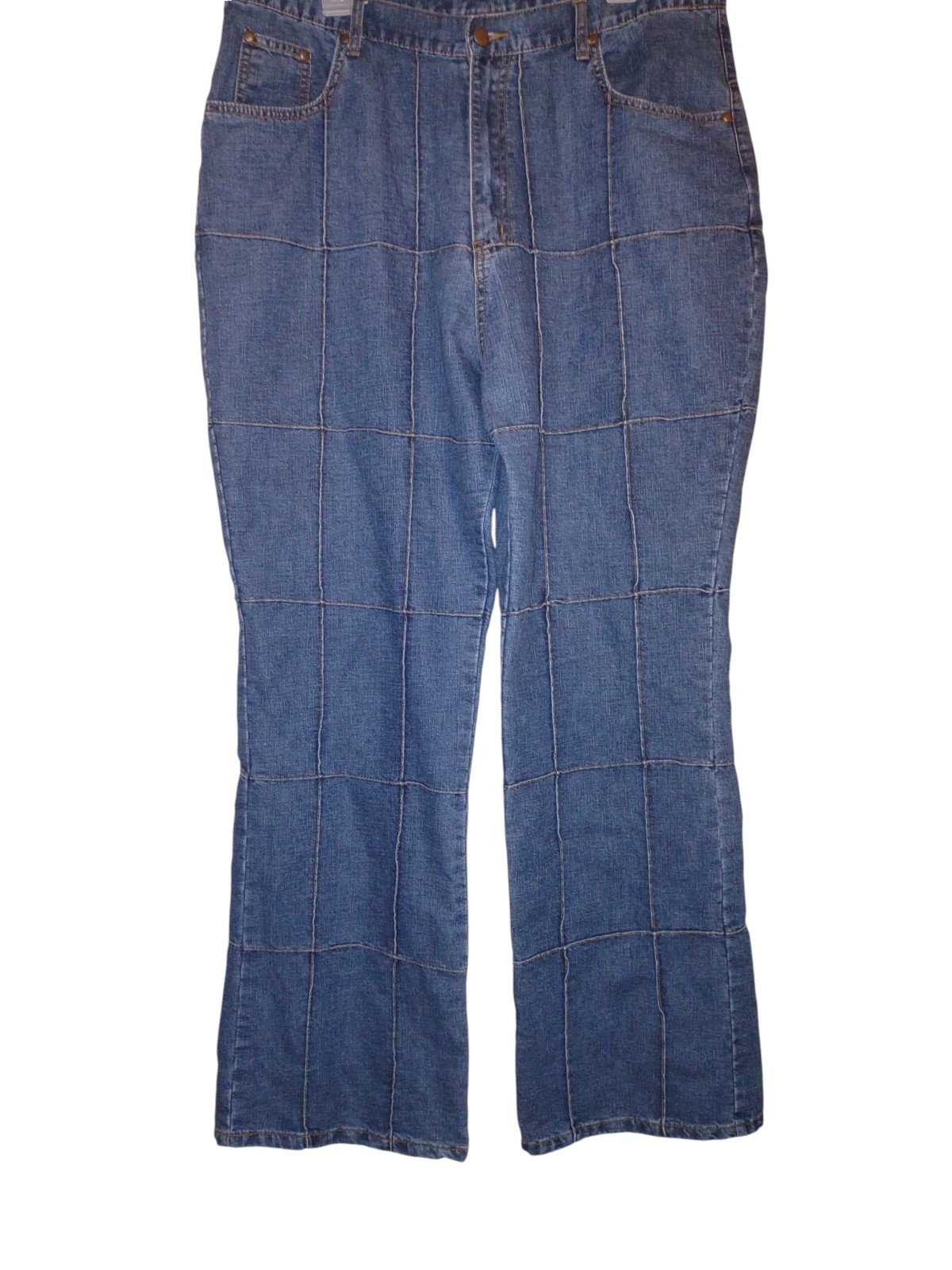 Nick & Sarah Window Pane Patchwork Wide Leg Jeans Sz 19/20 100% Cotton