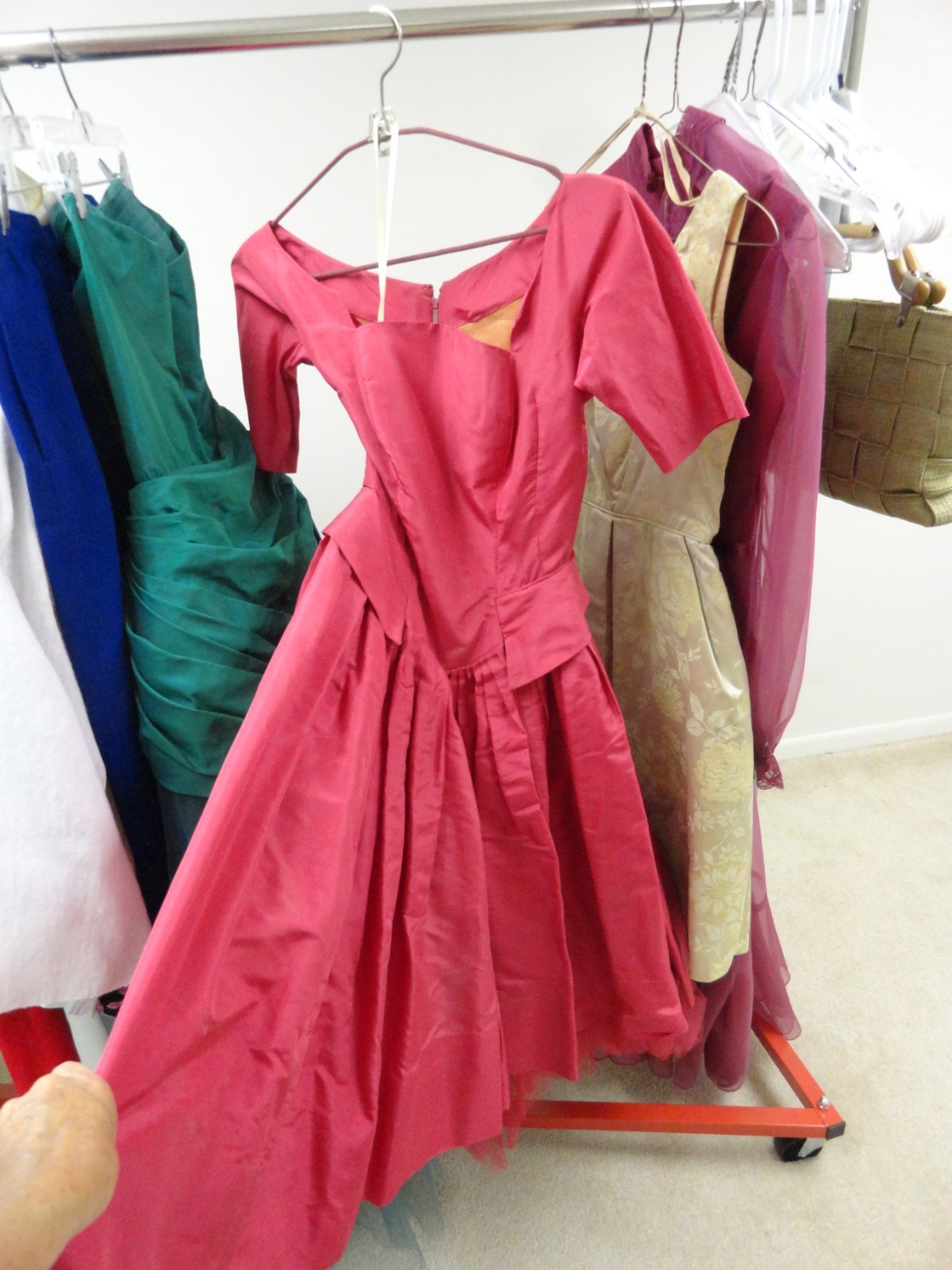 Vintage 50-60s Pink Taffeta & Tulle Slip Midi Dress-Bust 31″