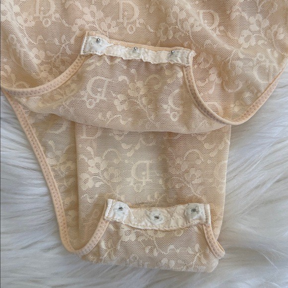 Christian Dior Intimates Vintage 80’s Lace Monogram Bodysuit Size 32