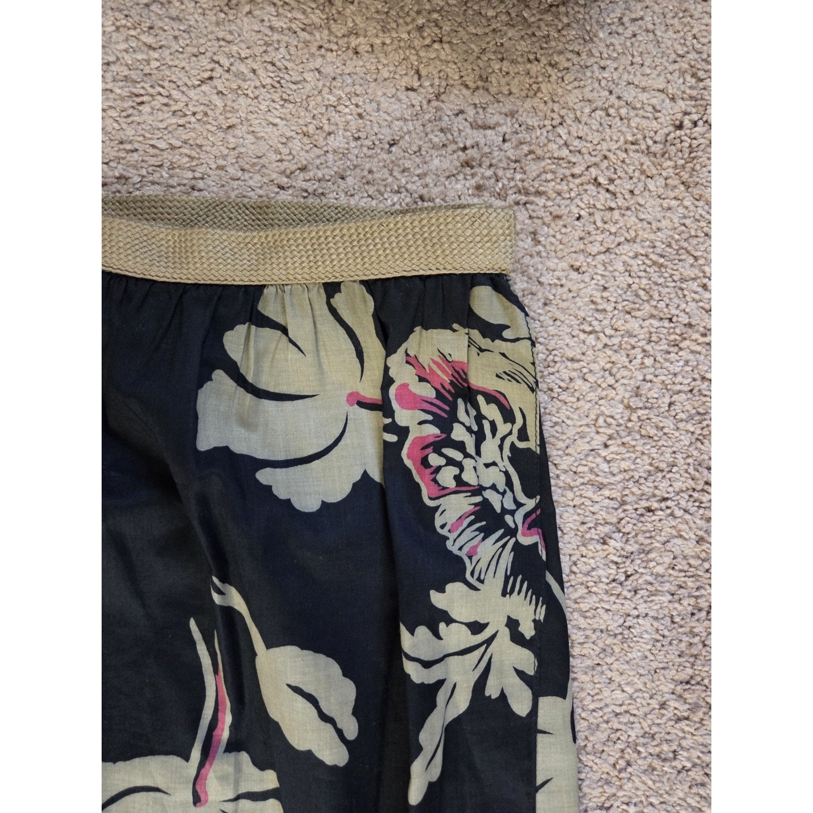Vintage Joseph Magnin Dark Floral Lightweight 2-Piece Set Skirt and Blouse Sz 14
