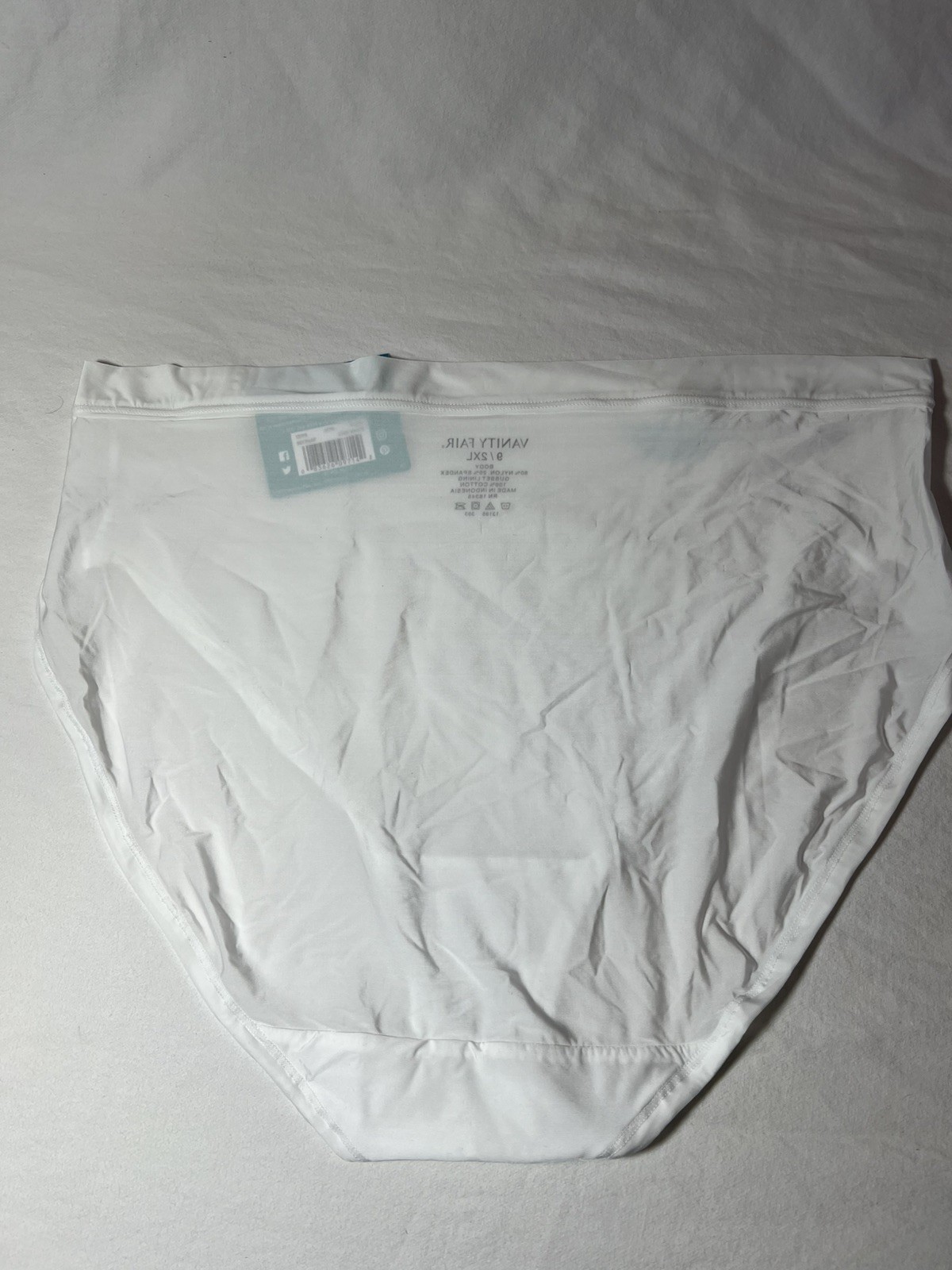 Vintage Extra Soft Vanity Fair Light & Luxe Hi-Cut 9/2XL Sheer White Panty NWT