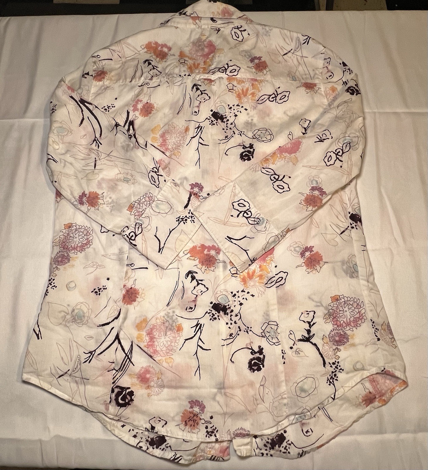 Vintage Calvin Klein Y2K Floral Button Shirt M 100% Cotton Hong Kong Western