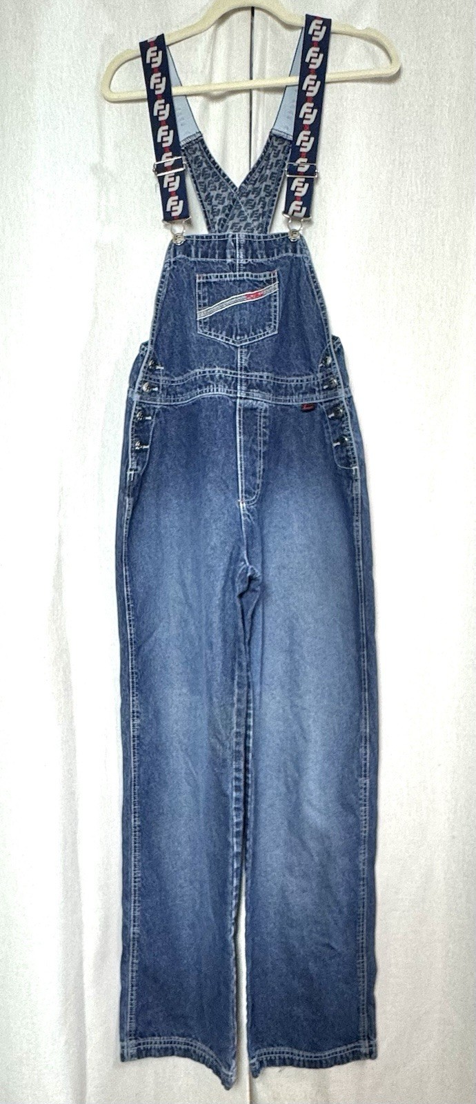 Y2K FUBU Jeans Hip Hop Oversizd Overalls Long Pants Denim Small Women Vtg 1990s