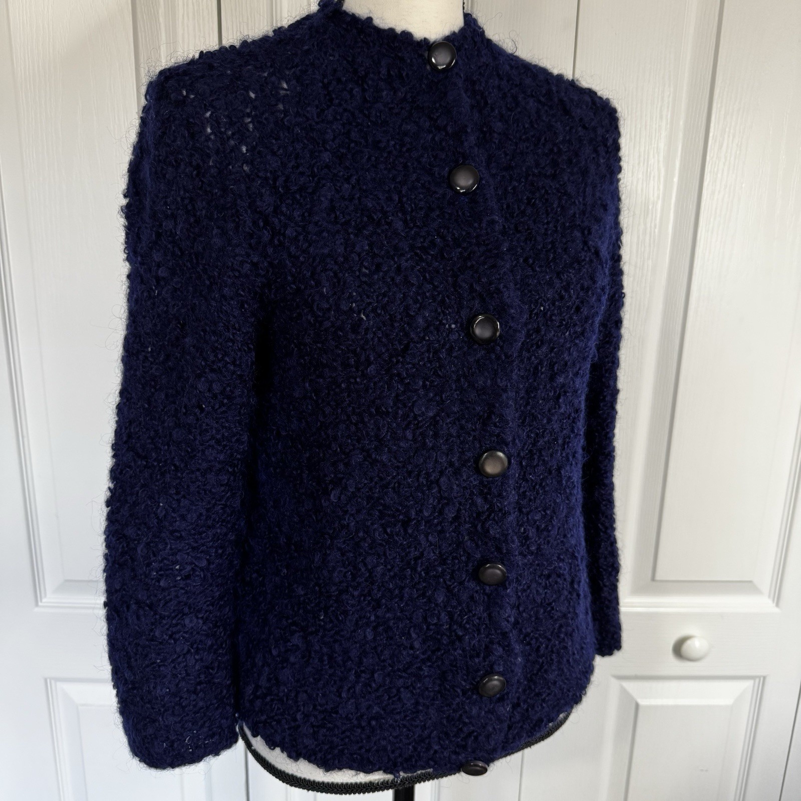 Vintage Tam Italia Hand Made Wool Mohair Button Cardigan Made In Italy SZ Medium