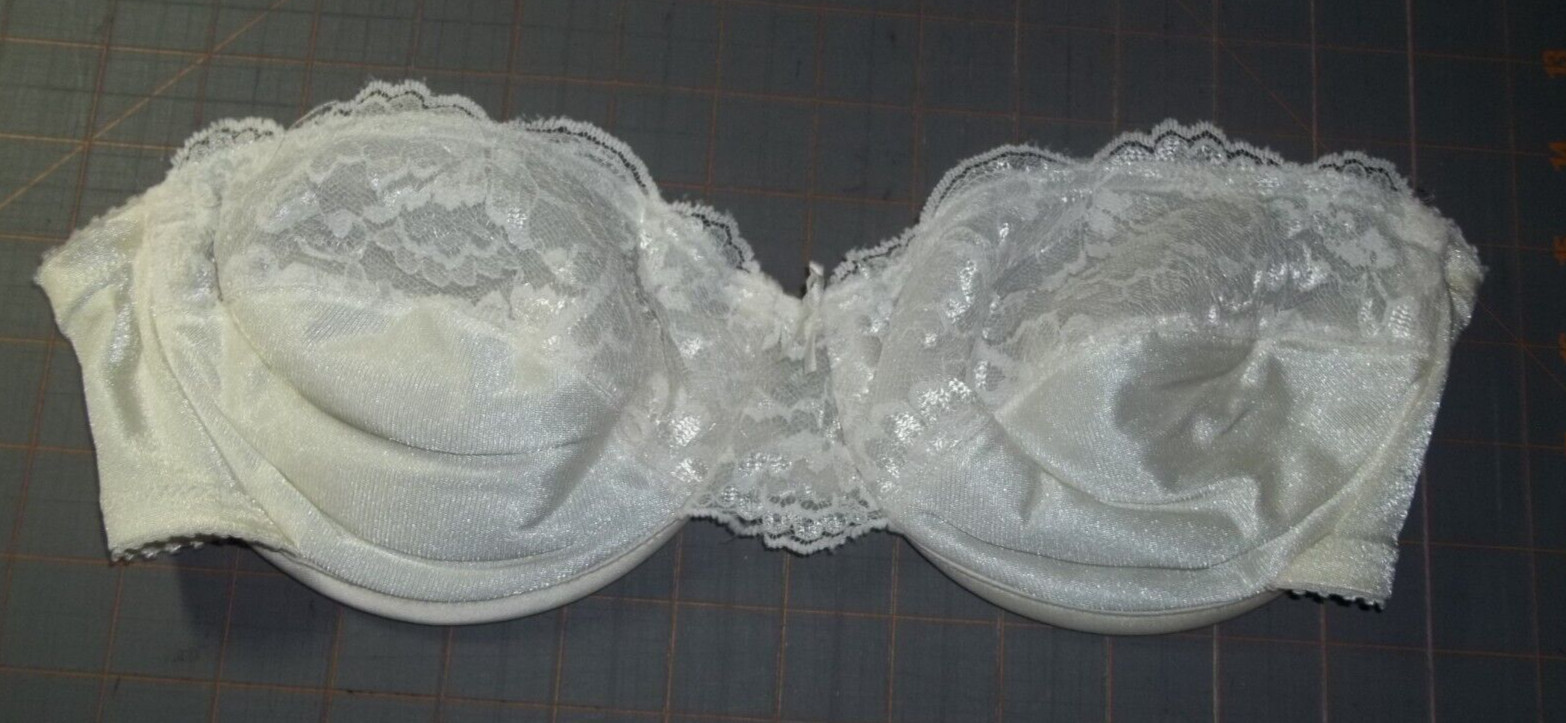 Vintage Vtg Vassarette 74-152 Strapless Soft Cup Bra Lace UW Womens 34C White