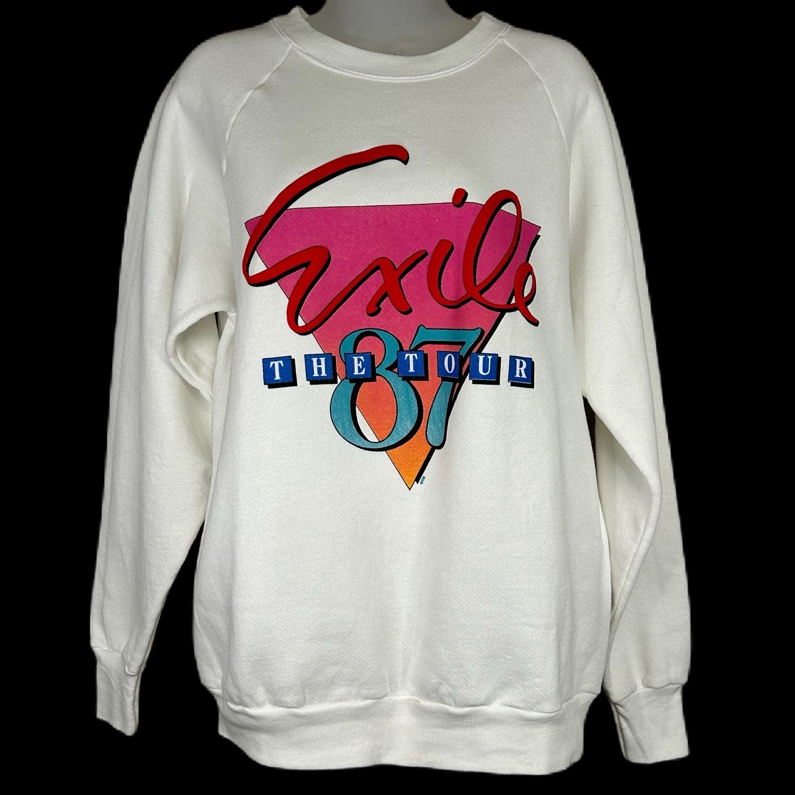 Vintage 80s Band Sweatshirt Size L Country Pop 1987 Exile Streetwear Indie USA