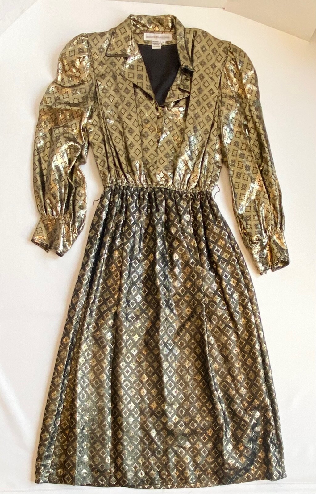 Vtg UMI Collections by Anne Crimmins Gold Black Metallic Sz 10 Holiday Sparkle