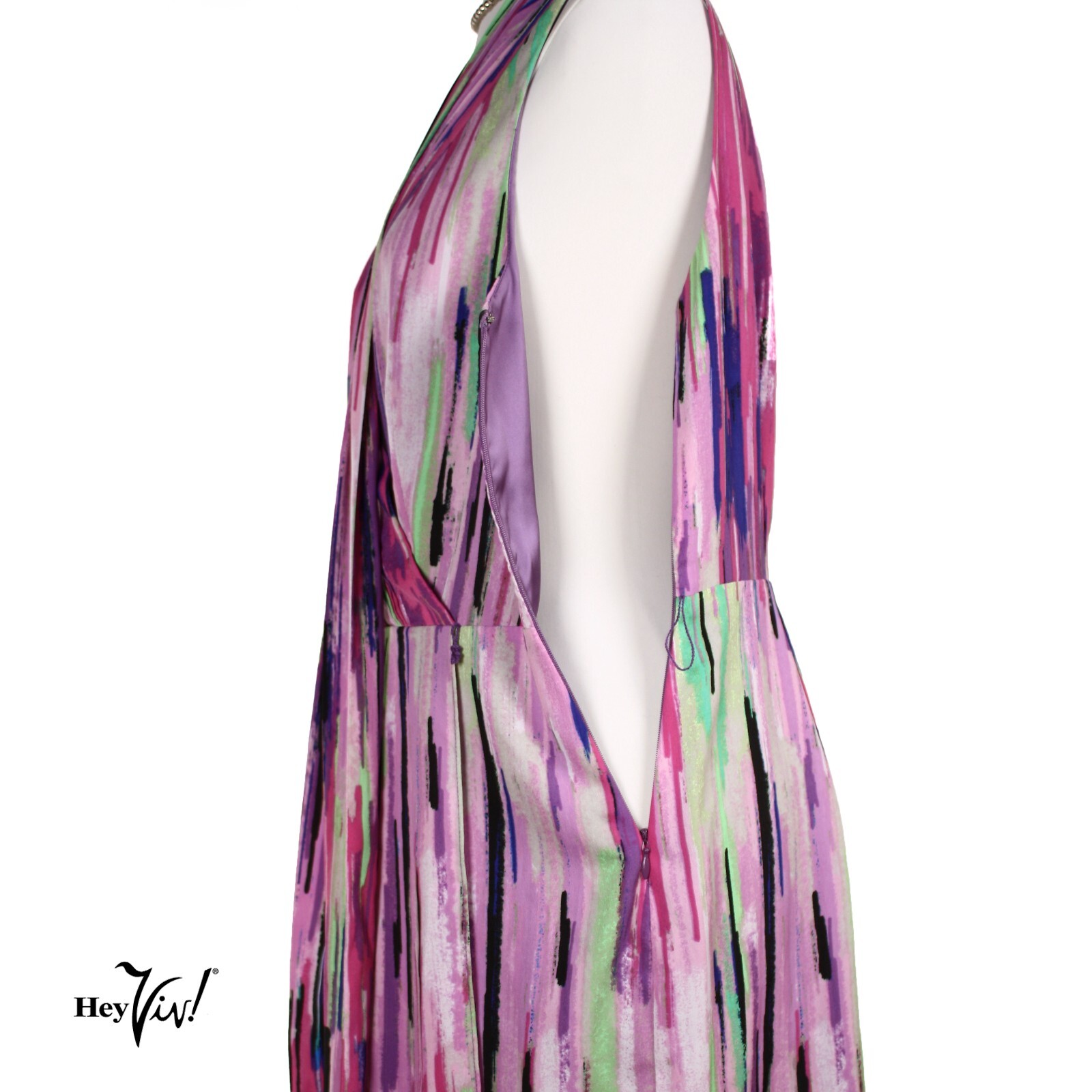 Vintage Catherine Malandrino Colorful Sleeveless Wrap Sash Dress Size 8 -Hey Viv