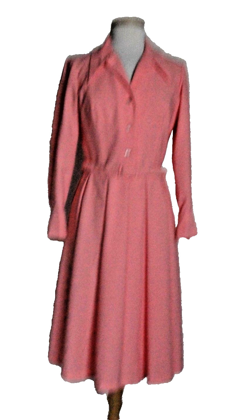 Vintage 50s Marjorie Montgomery California Peach Shirtwaist Dress – sz 12