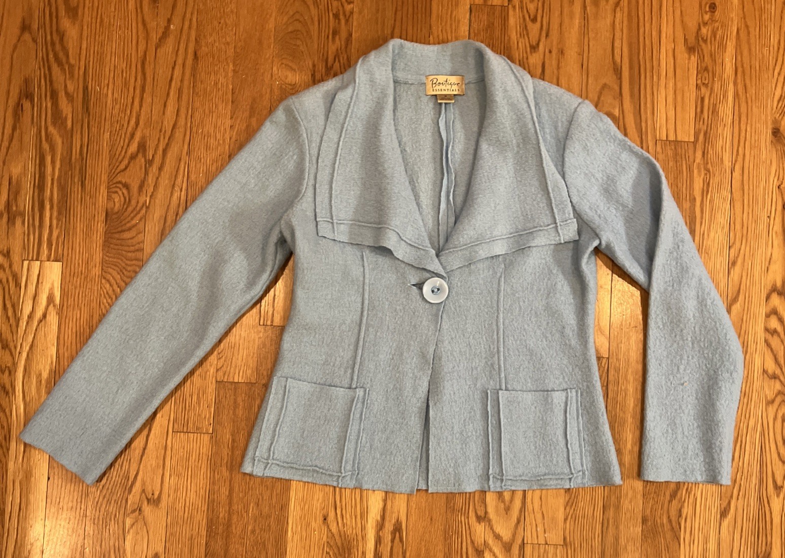 Vtg Boutique Essentials Boiled Wool Jacket M Powder Blue Capsule Classic Old $