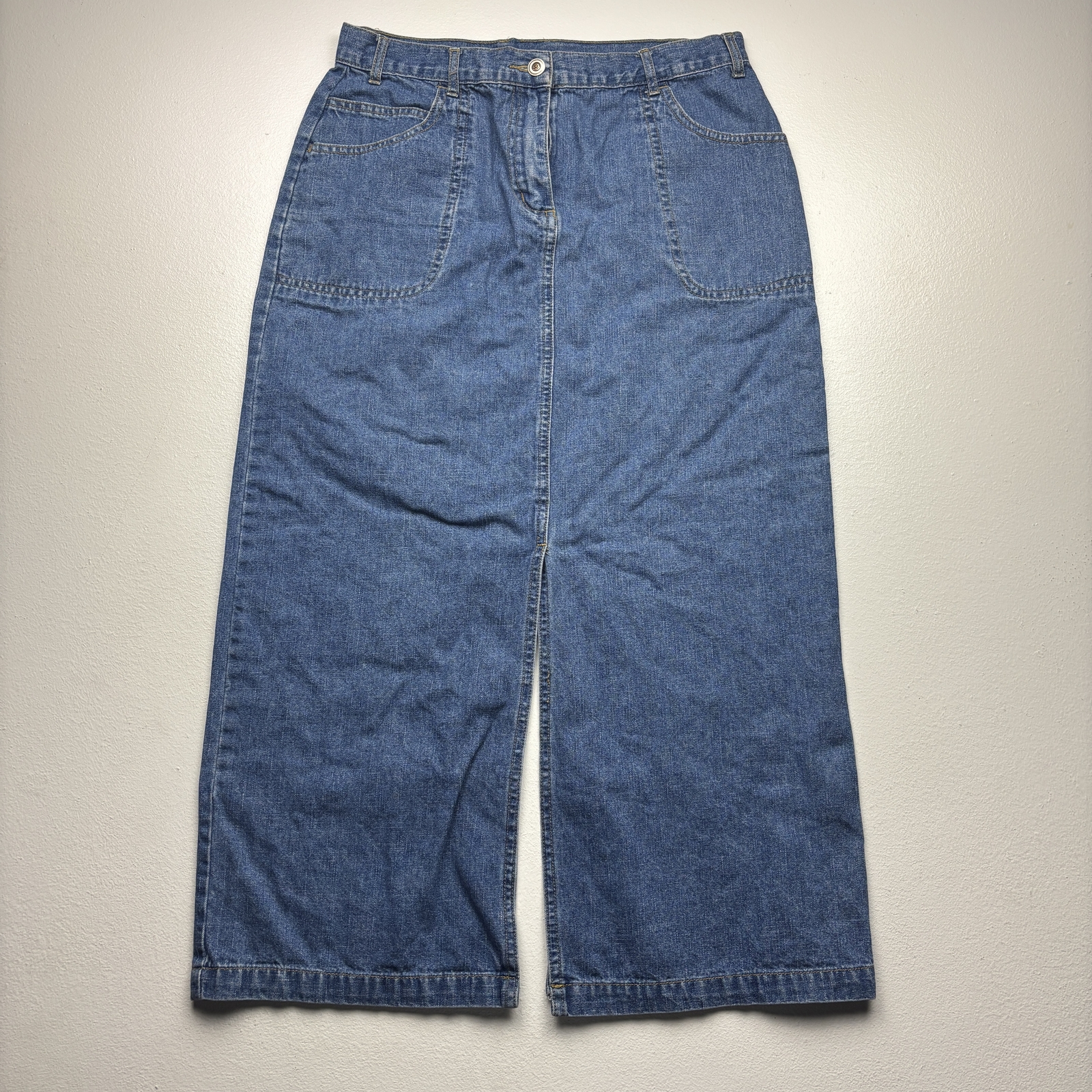 Shaver Lake Womens Size 10 Denim Skirt Split Seam Medium Wash A Line