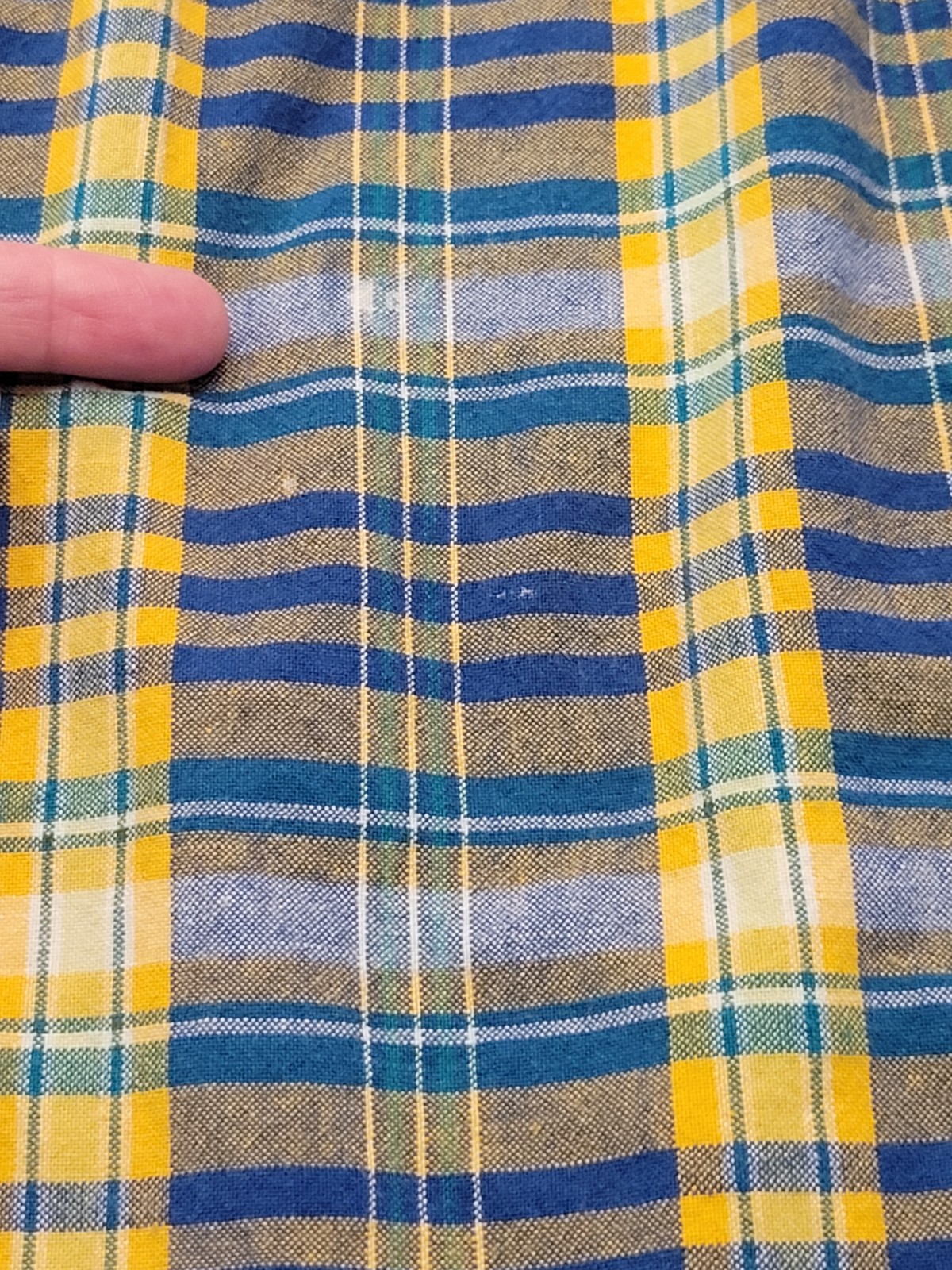 Vtg Coffee Coats By Saybury Women’s Blue Yellow Plaid Sz Med Embroidered Floral