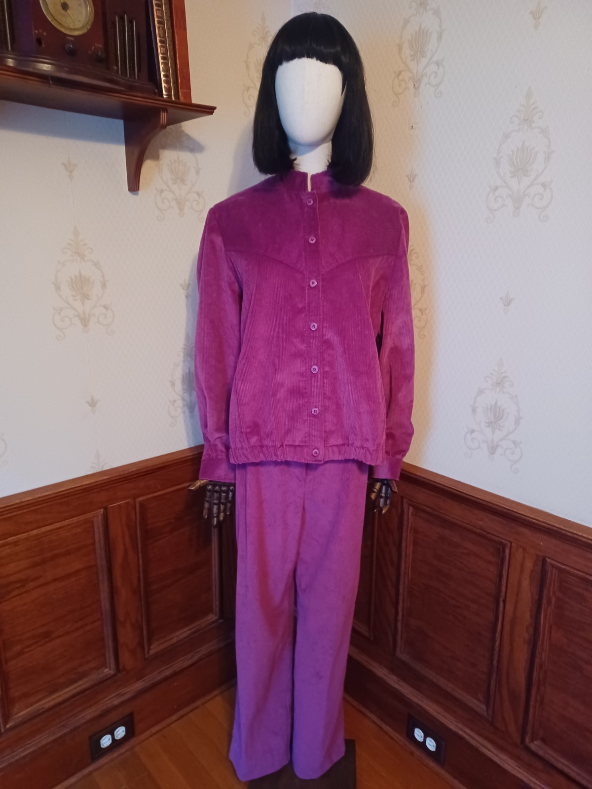 Vintage 1980s Country Suburbans Brand Union-Made Purple Boho Corduroy Suit