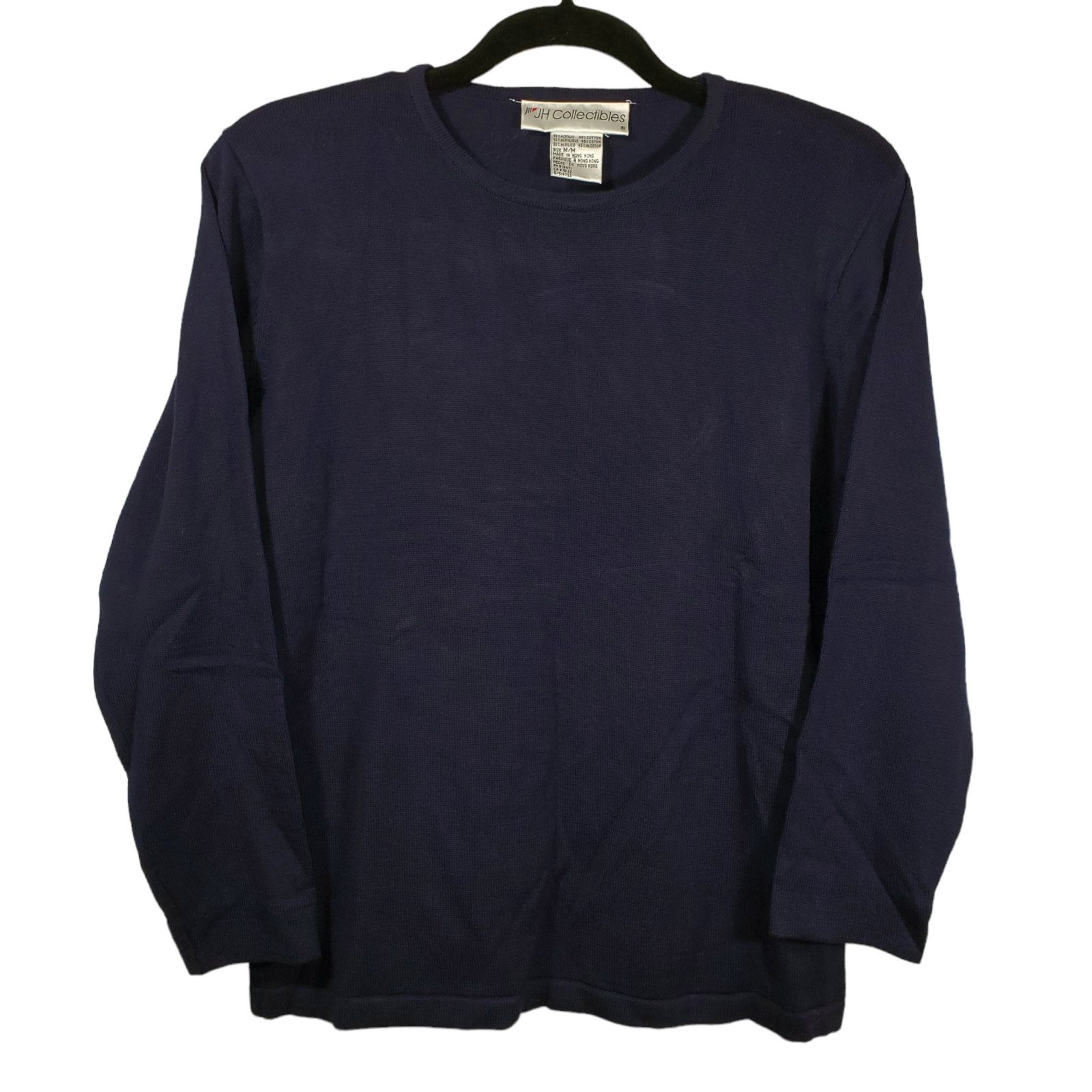 VTG 90s JH Collectibles Tight Knit Sweater Womens M Navy Blue Lightweight