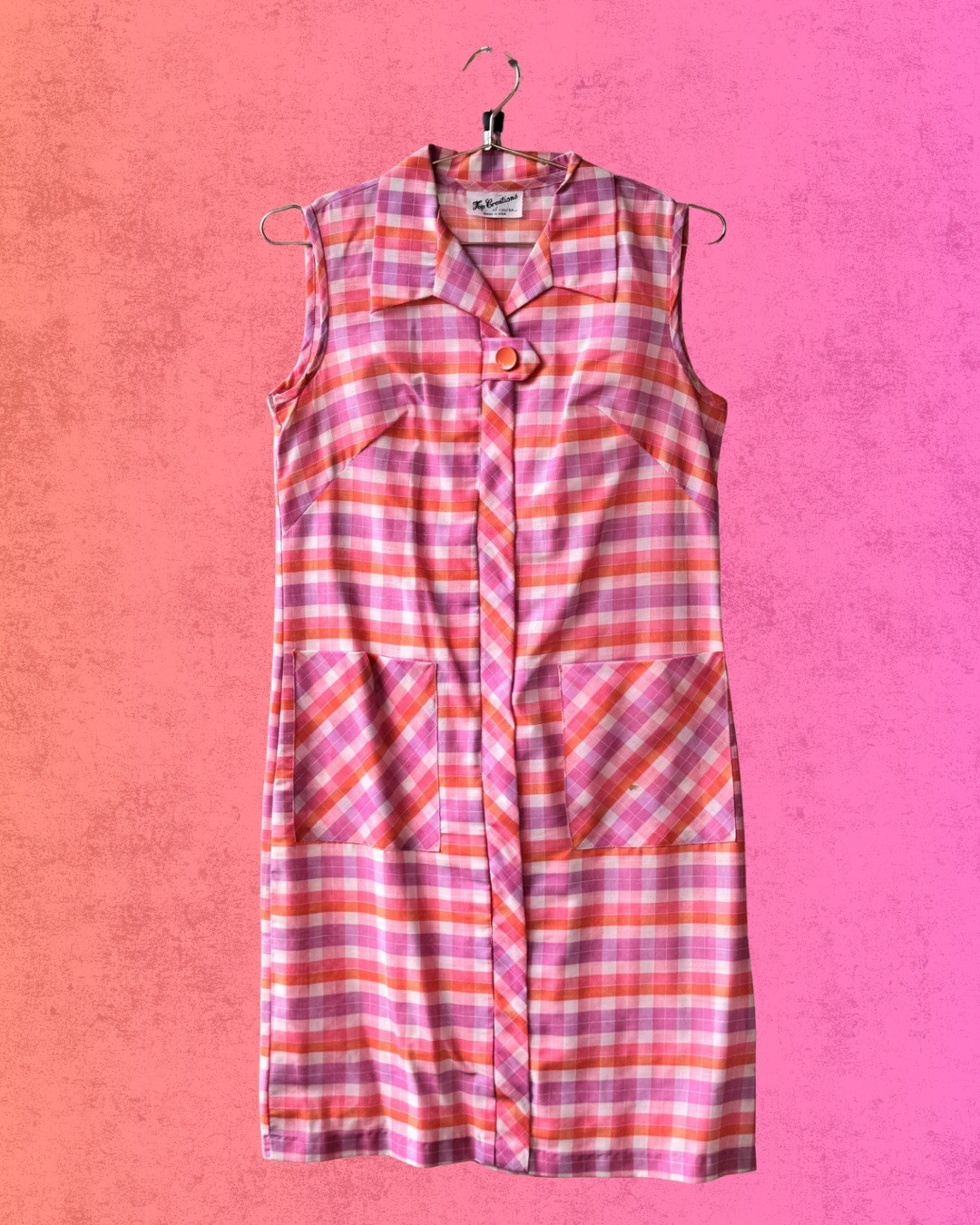 Vibrant Vintage 60s Bright Pink Plaid Dress