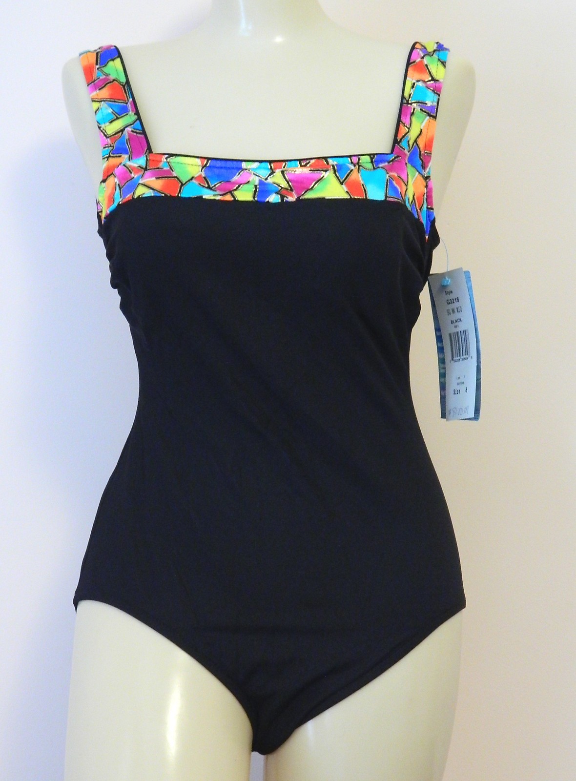 Gabar Vintage Swimsuit One Piece Black Size 8 New With Tags
