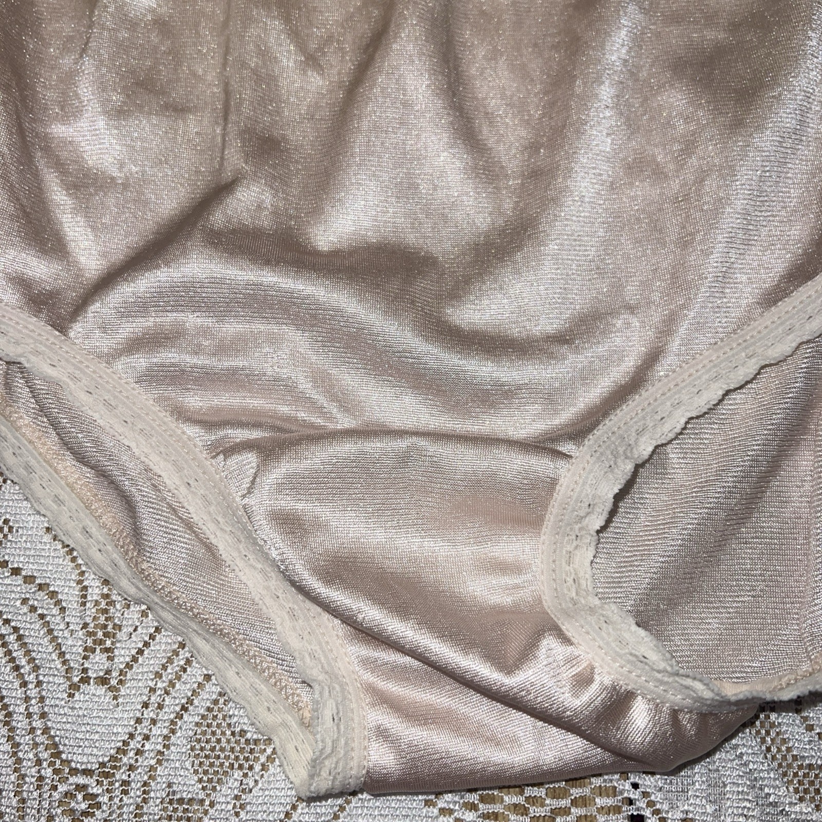 NATIONAL 7/L Soft Ivory Shiny Satin 100% Nylon Full Brief Panties