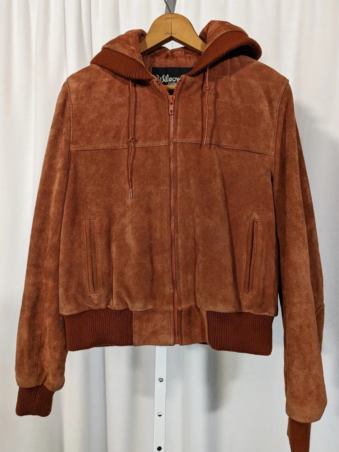 Wilson’s Leather & Suede Vintage Arrow Pocket Clay Rust Bomber Paneled Jacket 40