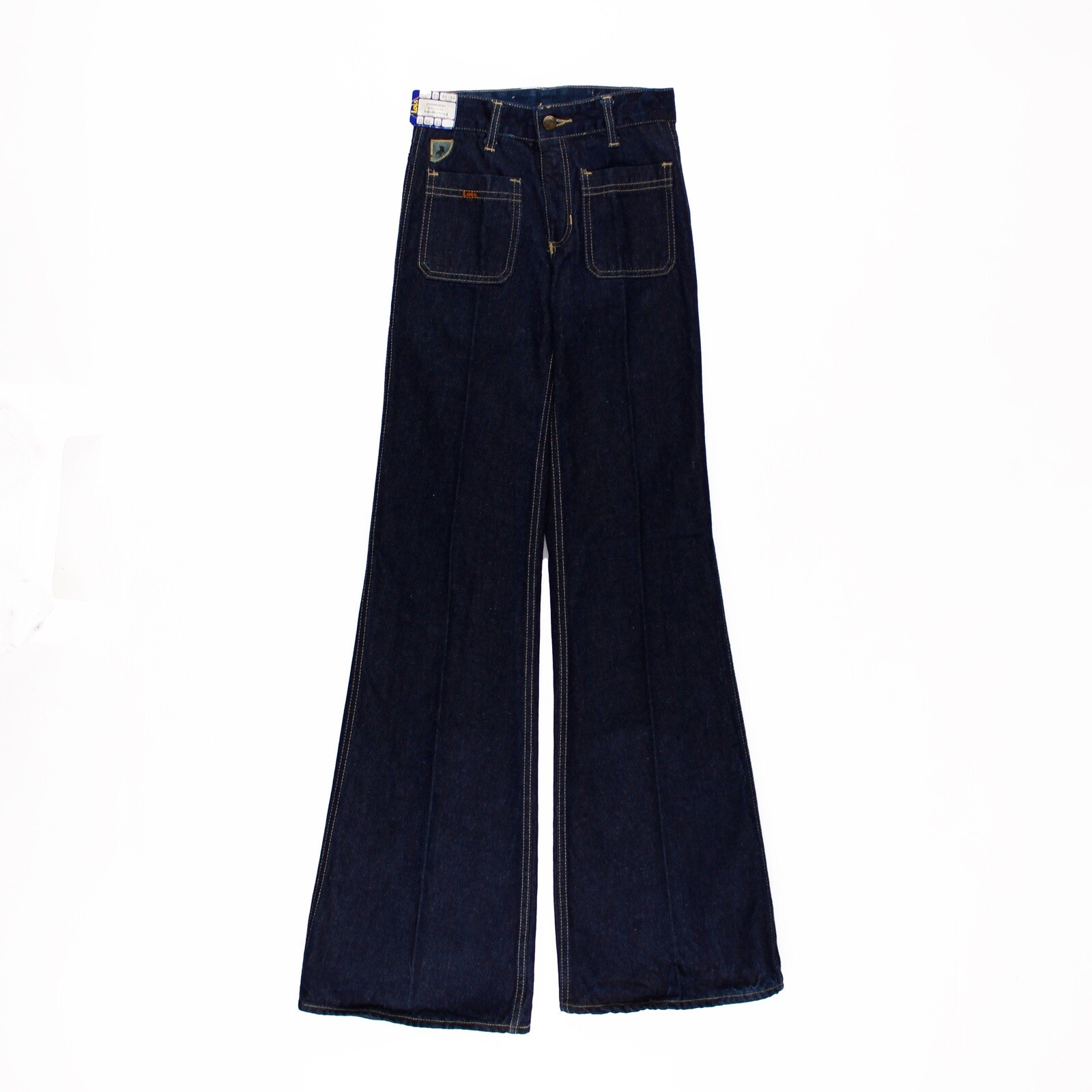 Vintage 70s Flare Jeans Lois Deadstock Dark Blue Bell Bottom 26 X 34
