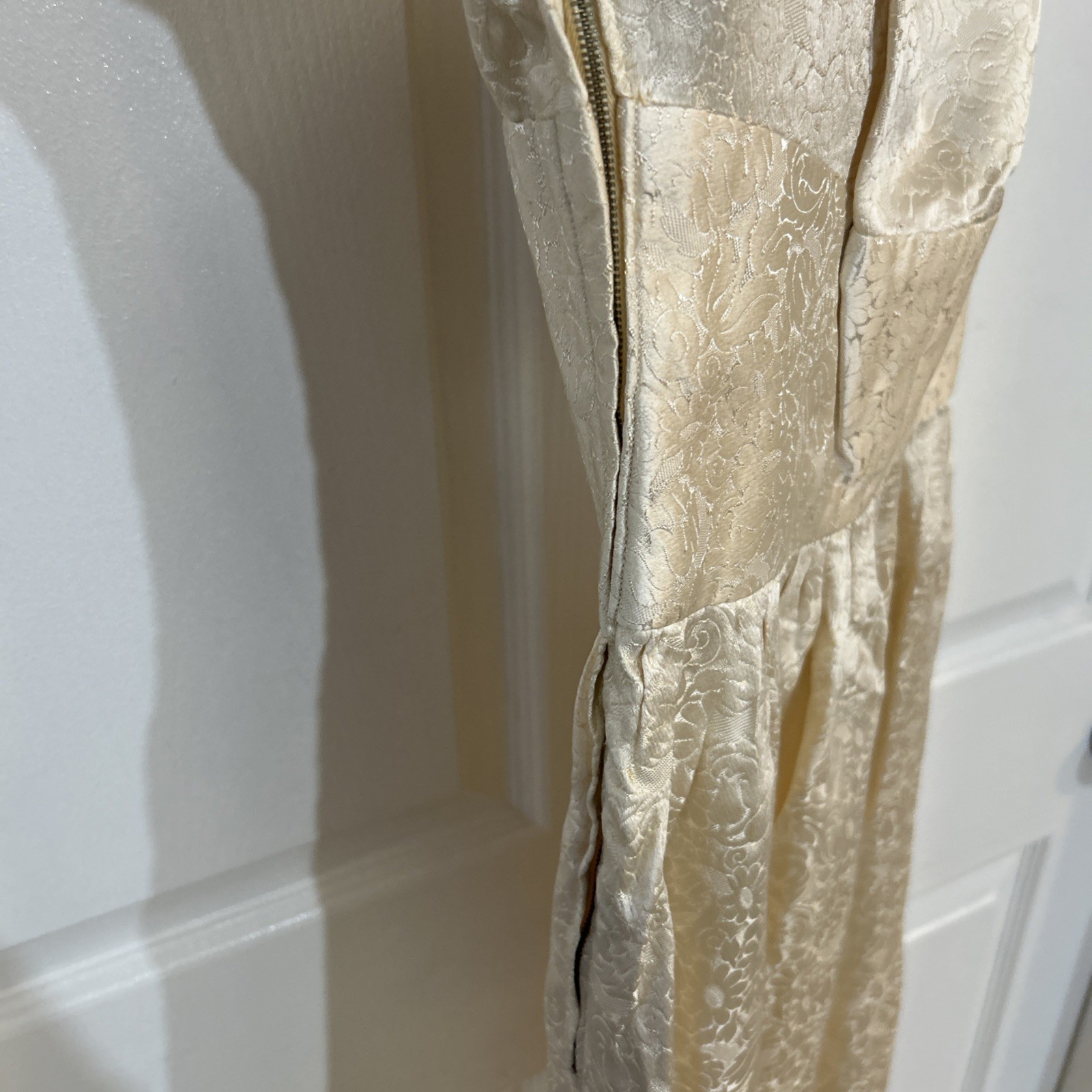GORGEOUS Vintage Lined Handmade Silk Dress , Jacket /Cape & Shawl XS Ivory