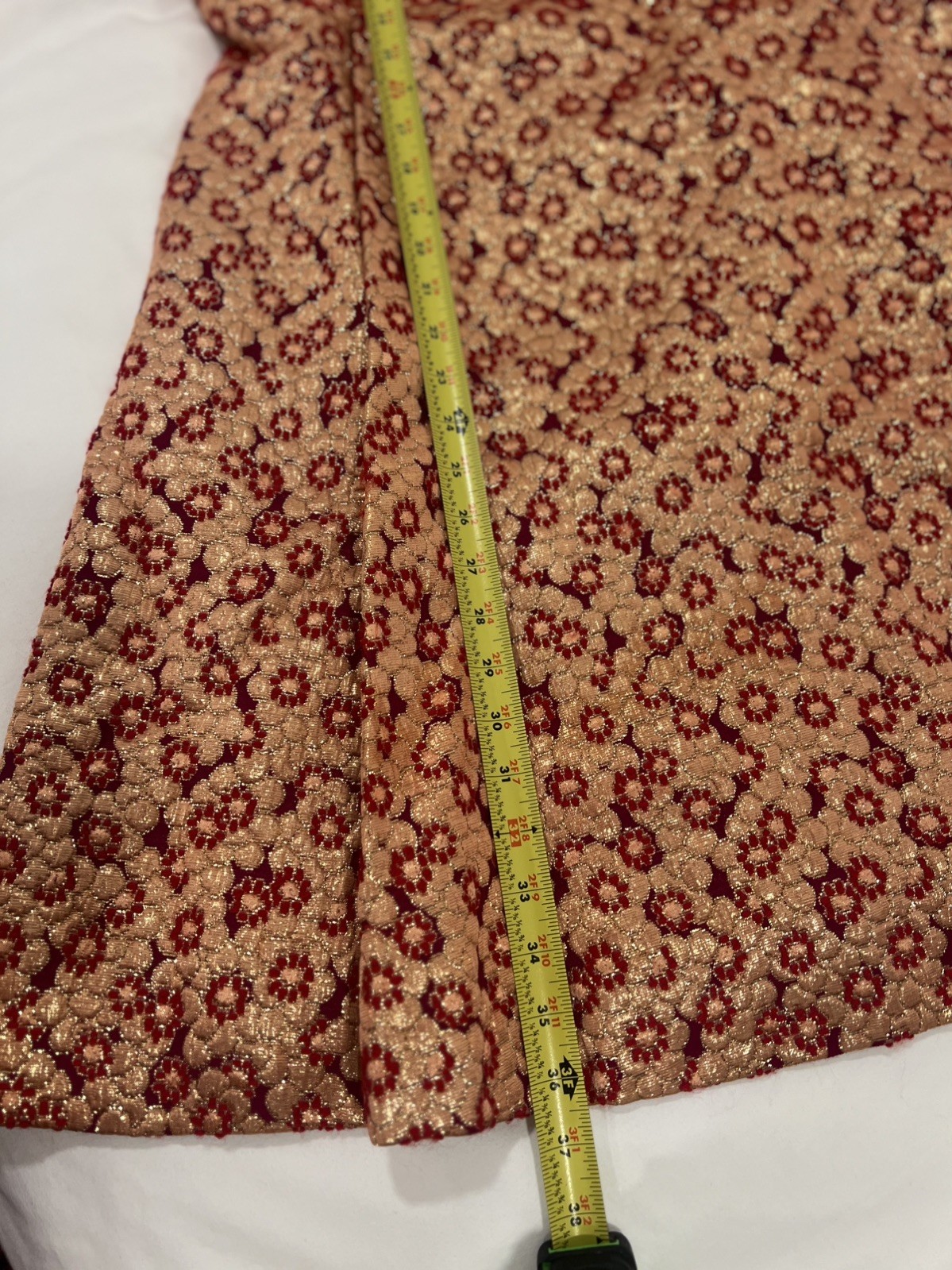 1960s Belliciano New York Brocade Coat Dress Gold Red Floral Saks