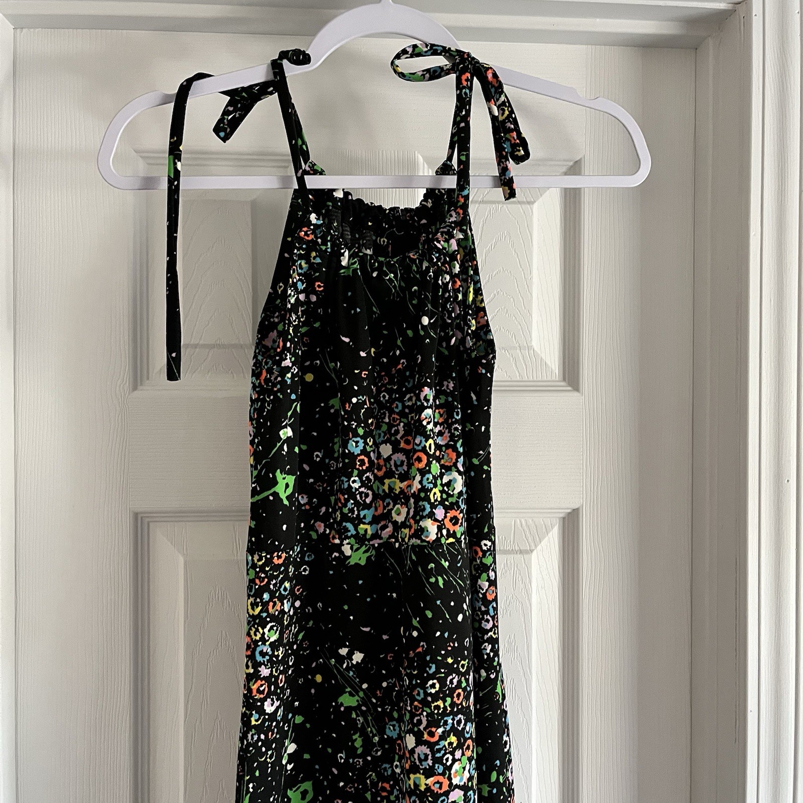 Vintage Gay Gibson Summer Sleeveless Maxi Dress Retro Floral Back Zip Stretch S