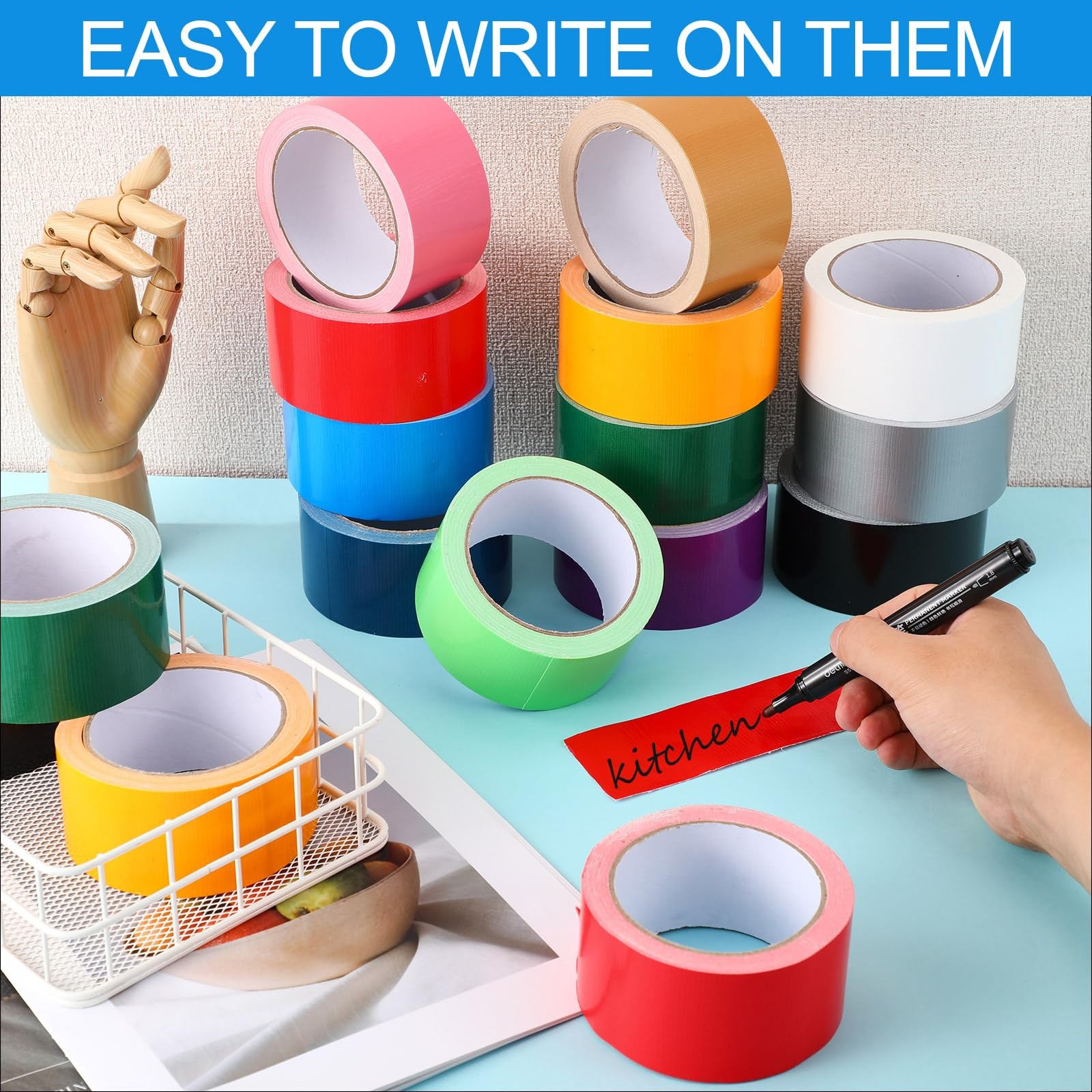 Fainne 24 Rolls Colored Duct Tape Bulk Heavy Duty Waterproof Colorful Decorative