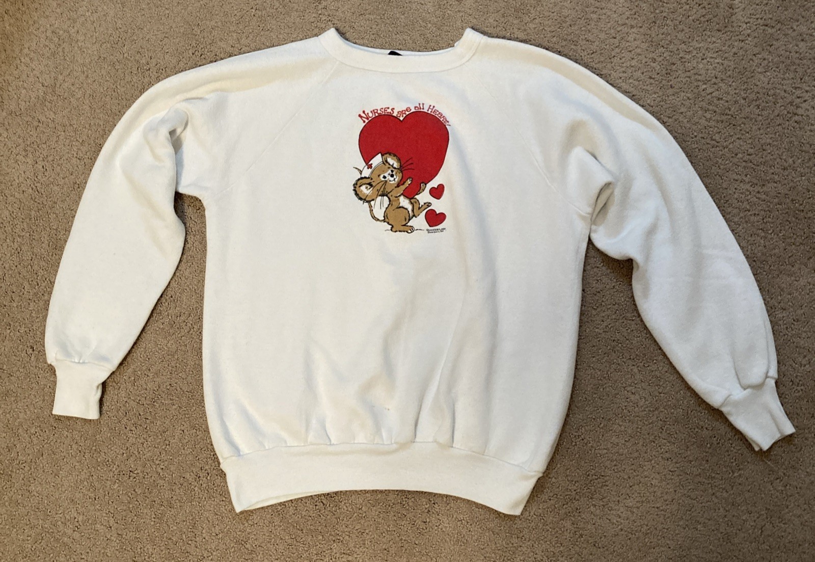 Vintage 80s/90s “Nurses are all Heart” White Medium Women’s Sweater