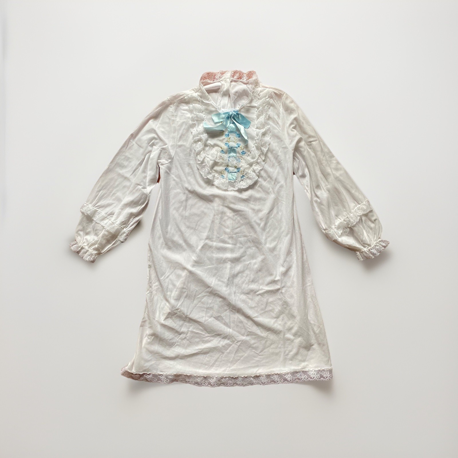 Vintage Saramal White Cotton Lace Long Lingerie size Small
