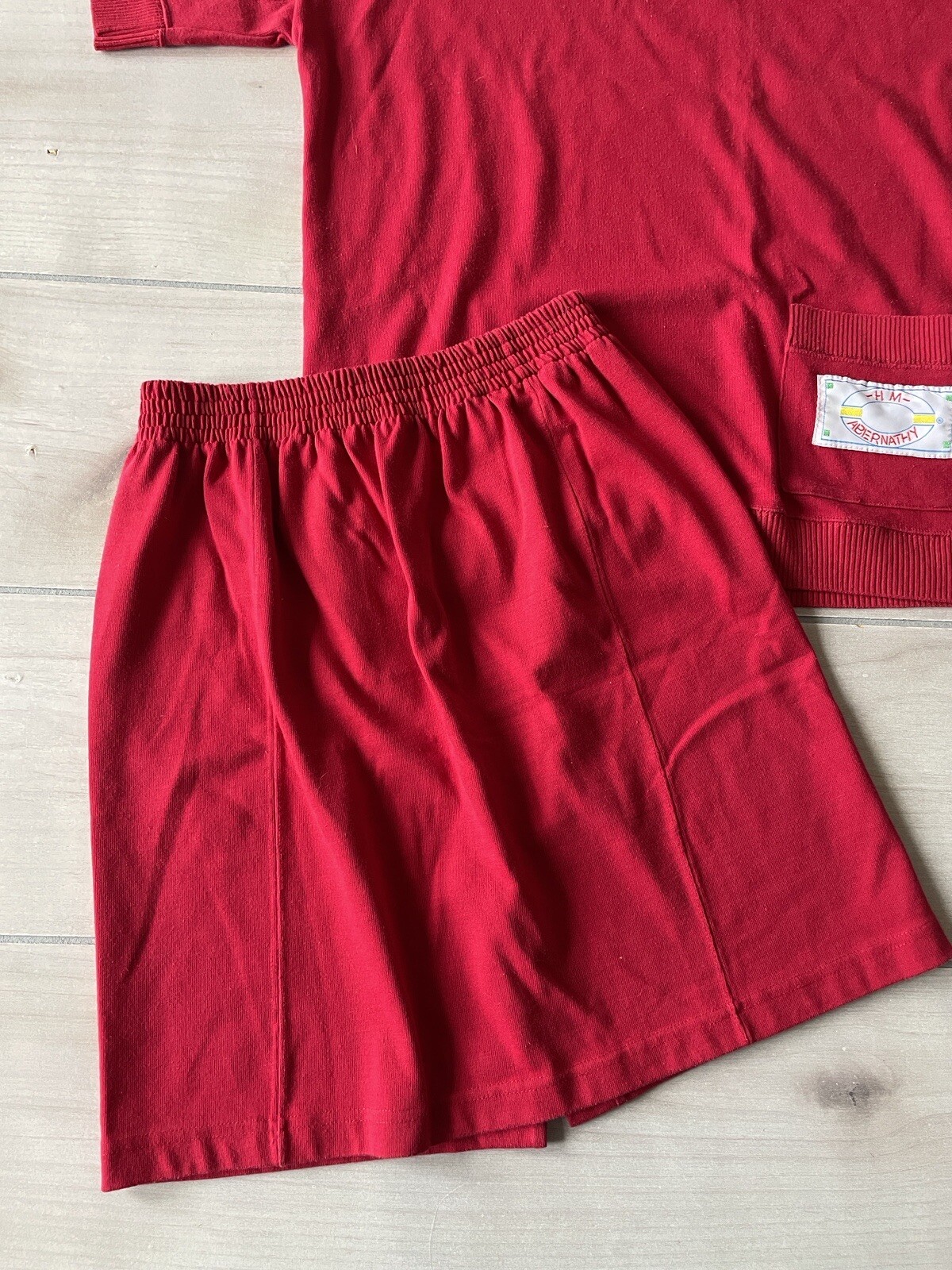 Vintage HM ABERNATHY Womens Size Medium Red Tshirt Skirt Two Piece Set Outfit