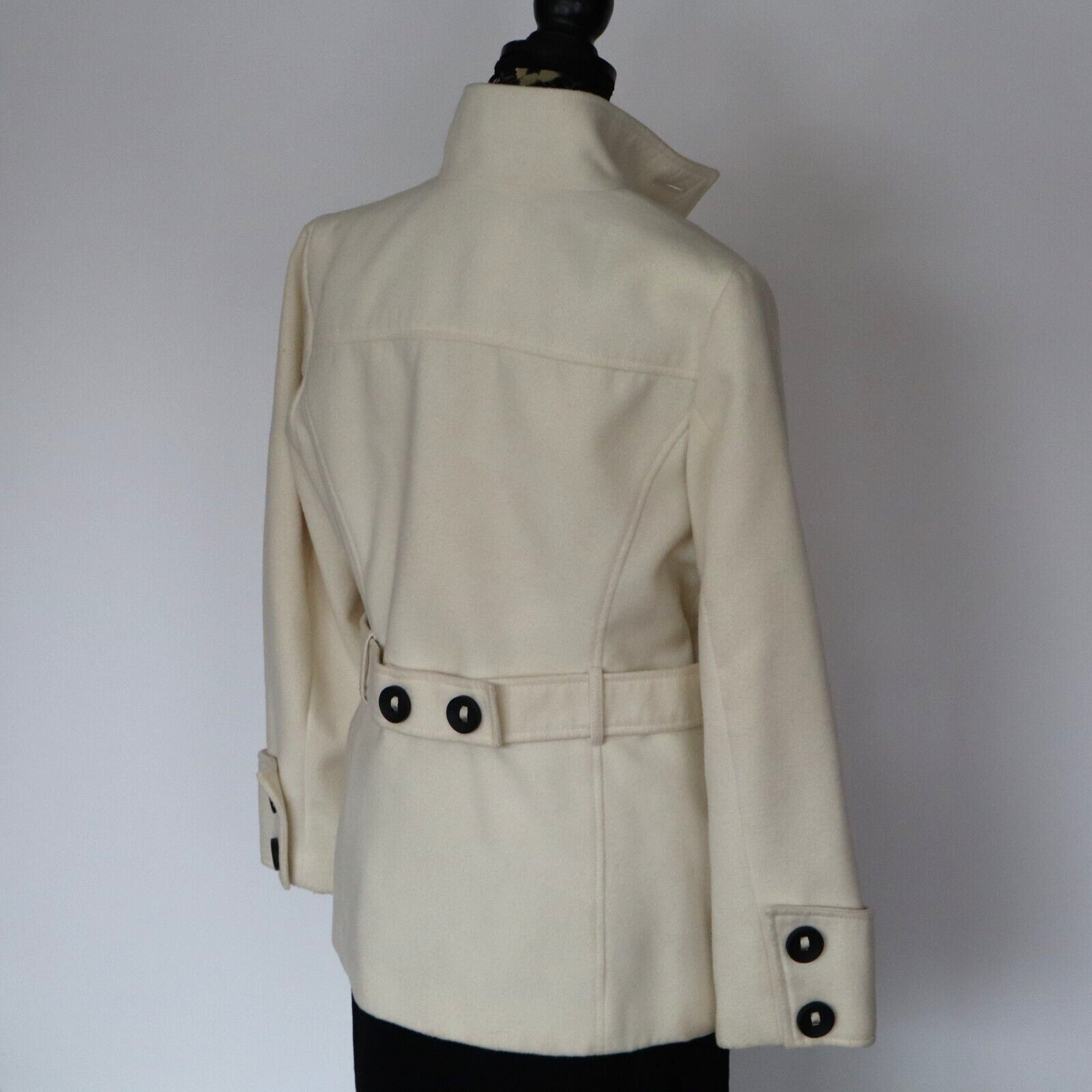 Vintage Chico’s Jacket Coat Winter White w Black Buttons Size 1 Medium