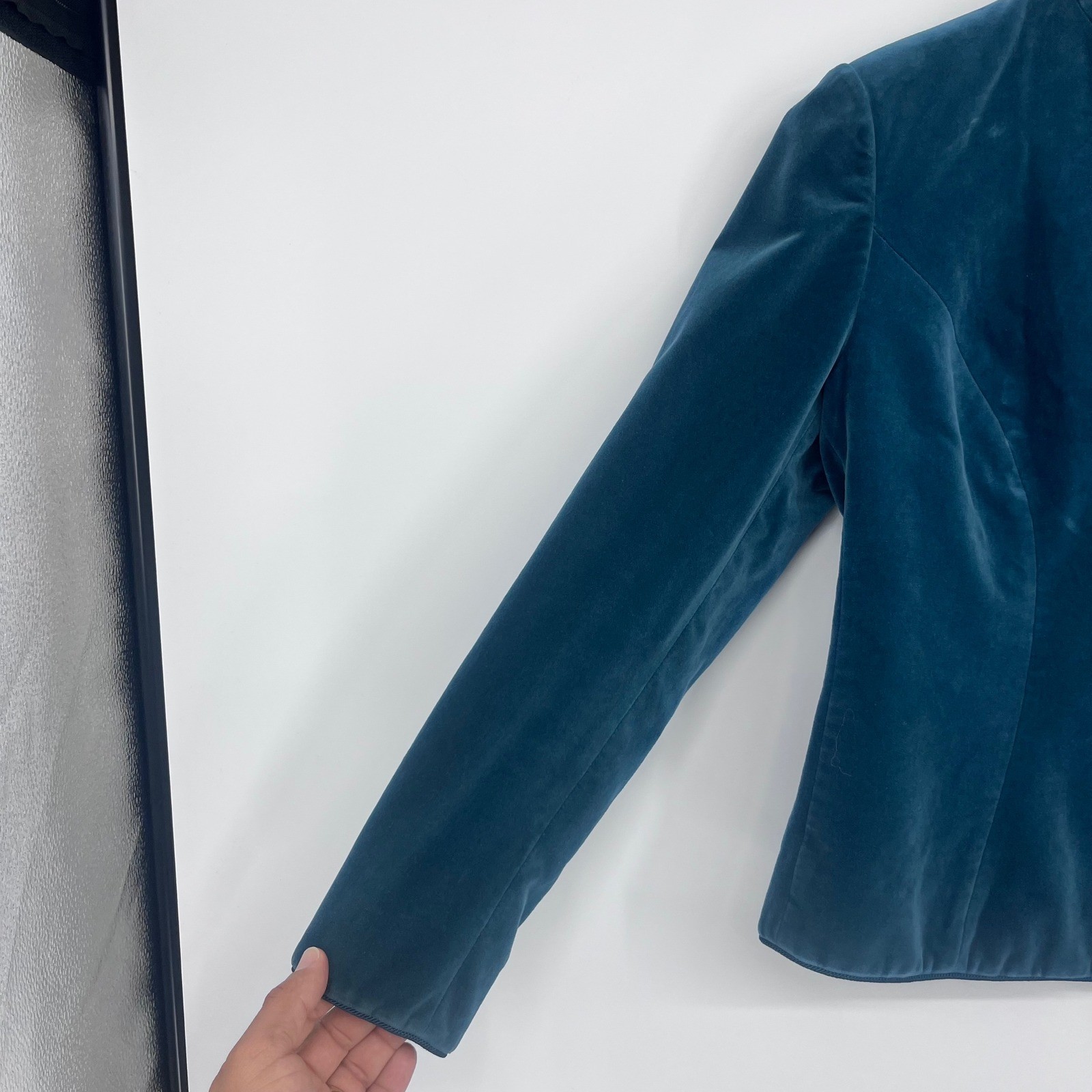 Vintage 70’s Adolph Schumann for Lilli Ann Skirt Suit Womens Teal Blue Velvet