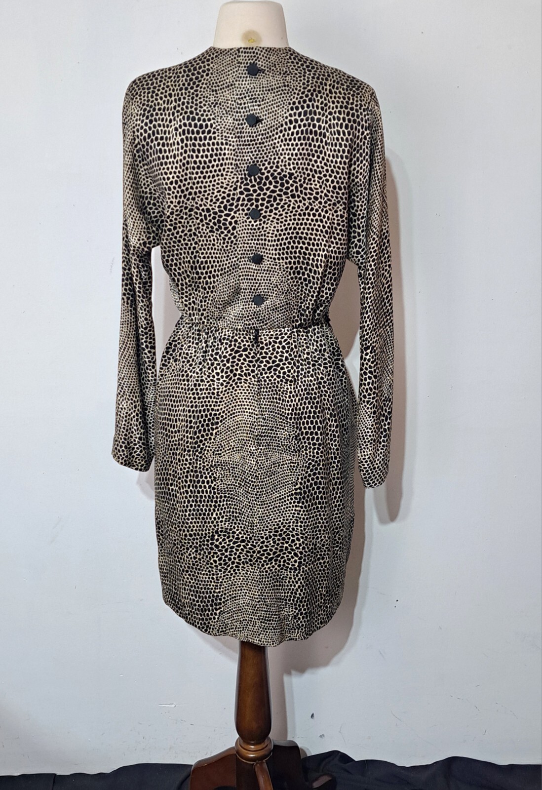 Vintage 1980s Adele Simpson Silk Leopard Print Sheath Dress XS/S Bonwit Teller