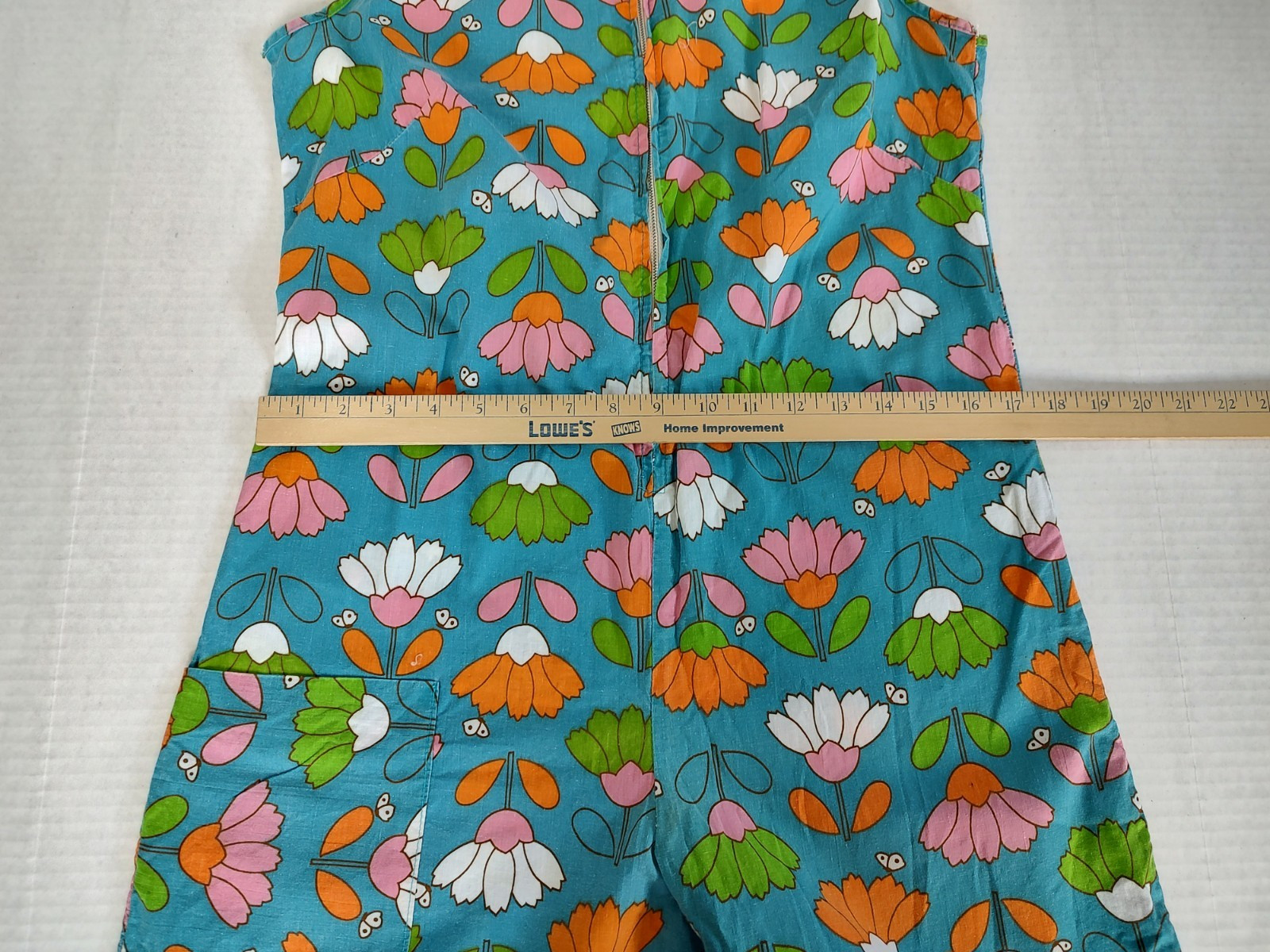 Vintage 60s/70s Handmade? Short Romper Womens Sz Med Zip Front Mod Floral Print