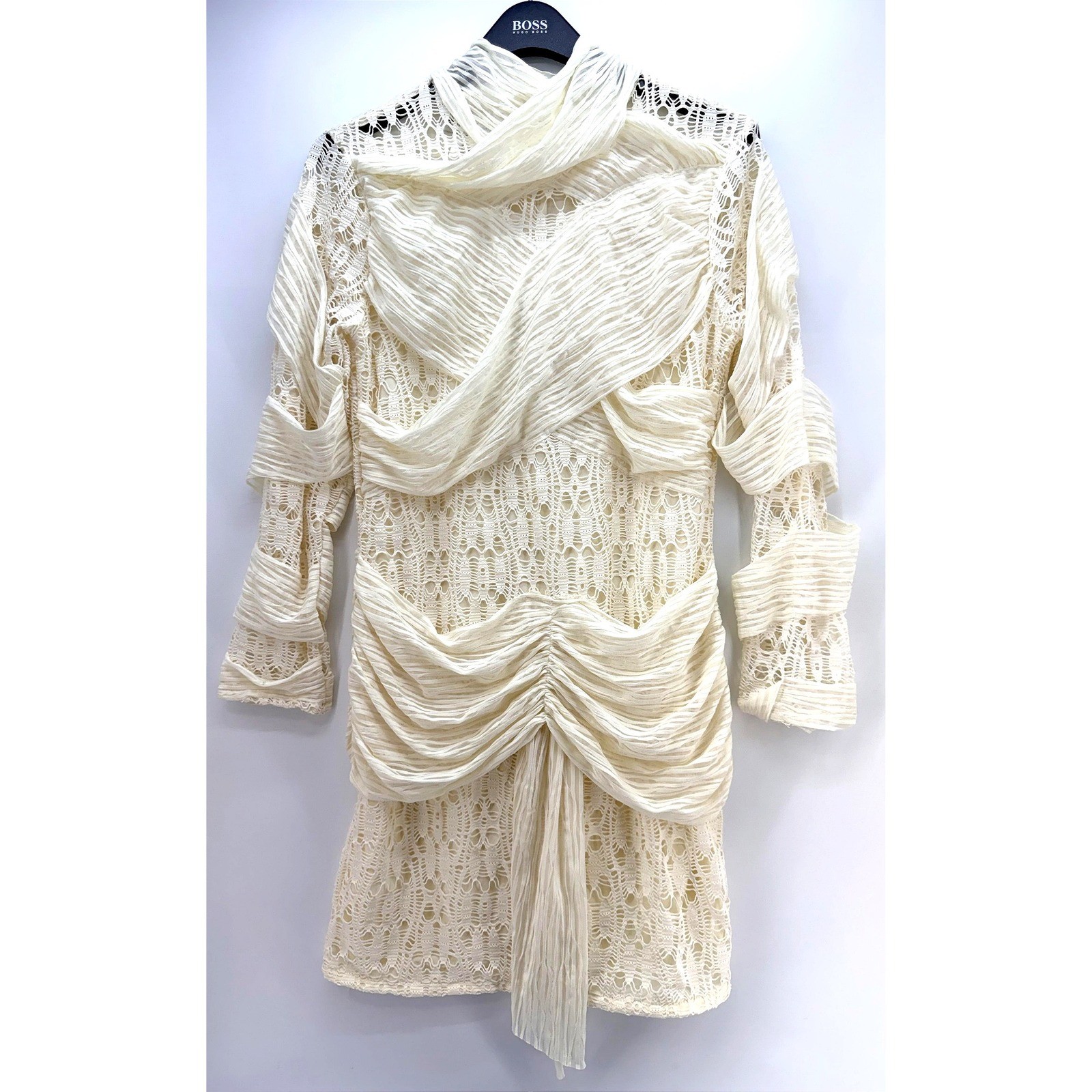 Ivory Lace Draped Ruched Dress Sz 8 10 M Ethereal Mummy Bride Chasing Fireflies