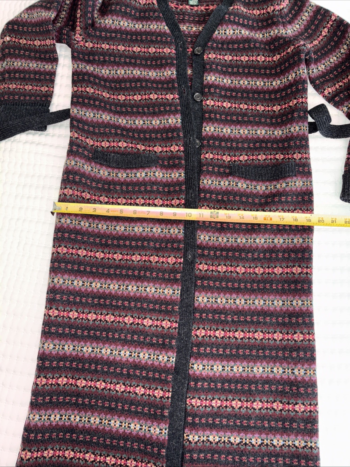 VTG. Ralph Lauren 100% Lambswool Fair Isle Sweater Cardigan Coat Size Petite MED