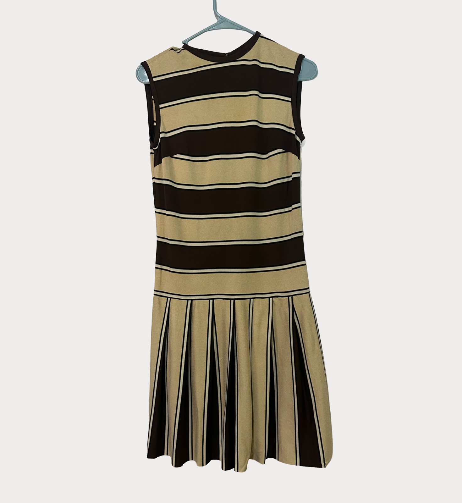 VTG 60s 70s Vivo Susan Thomas Striped Knit Dress Mod Drop Waist Pleated Small