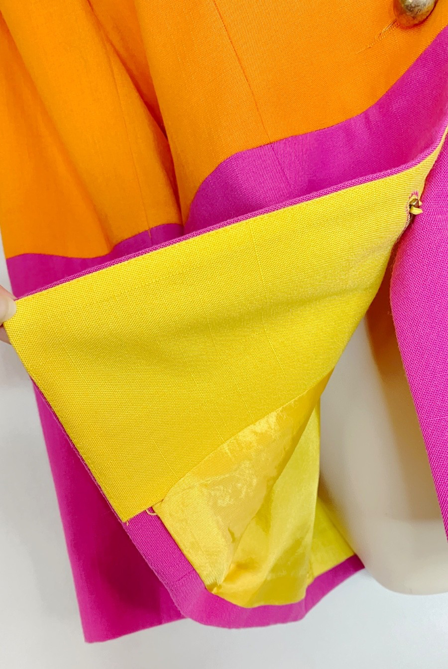 Vintage 1990s colorful blazer jacket pink orange yellow color block E.R. GERARD